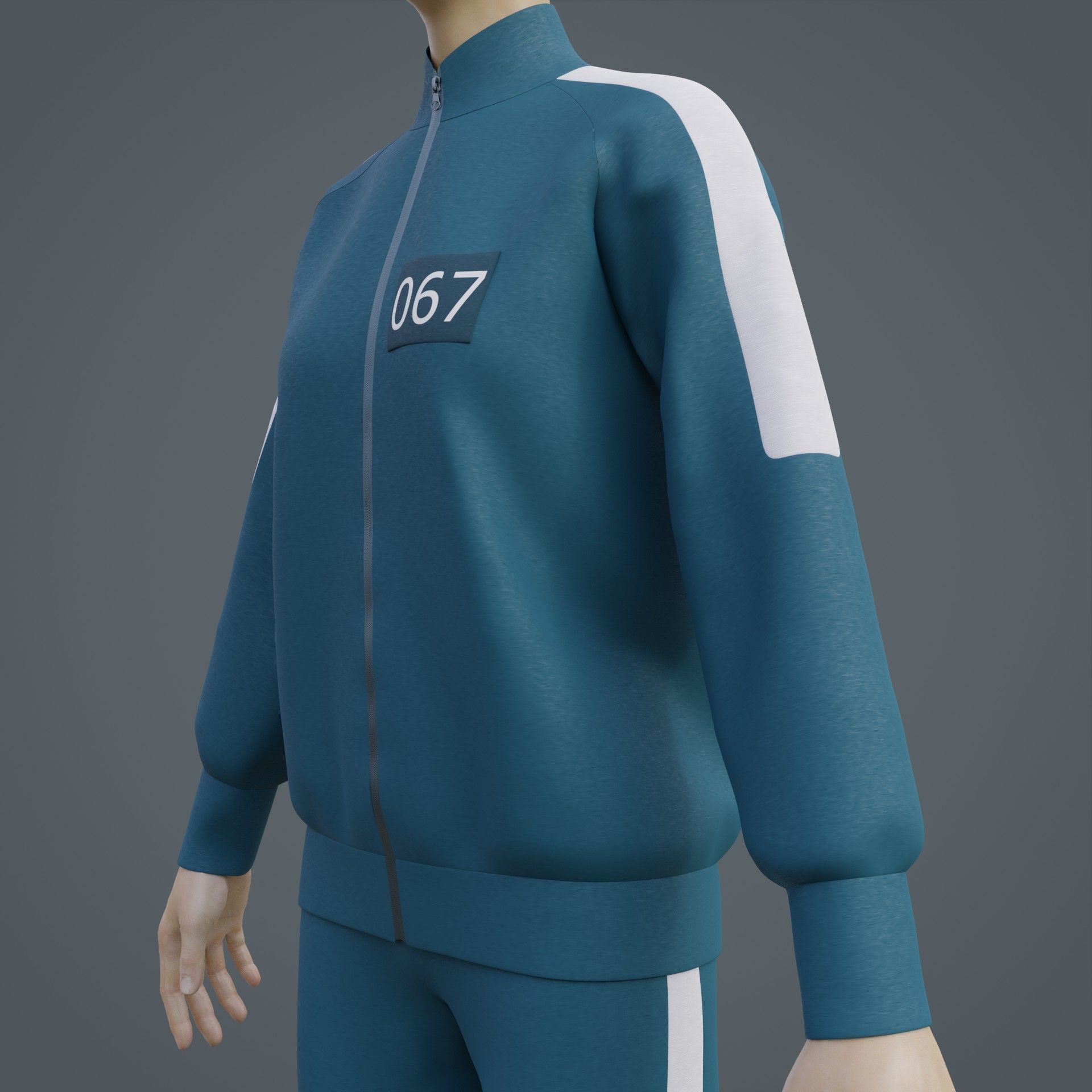 Squid Game Players Uniform - 067 Female Tracksuit Costume 3D model_8