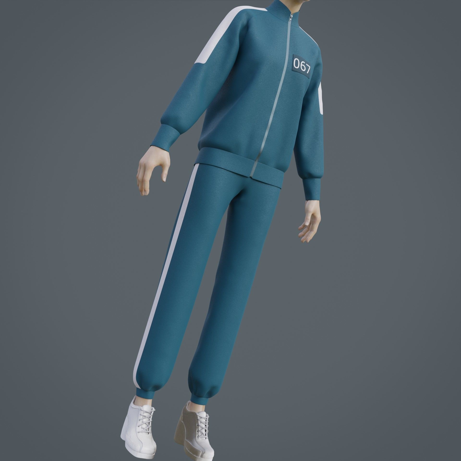 Squid Game Players Uniform - 067 Female Tracksuit Costume 3D model_13
