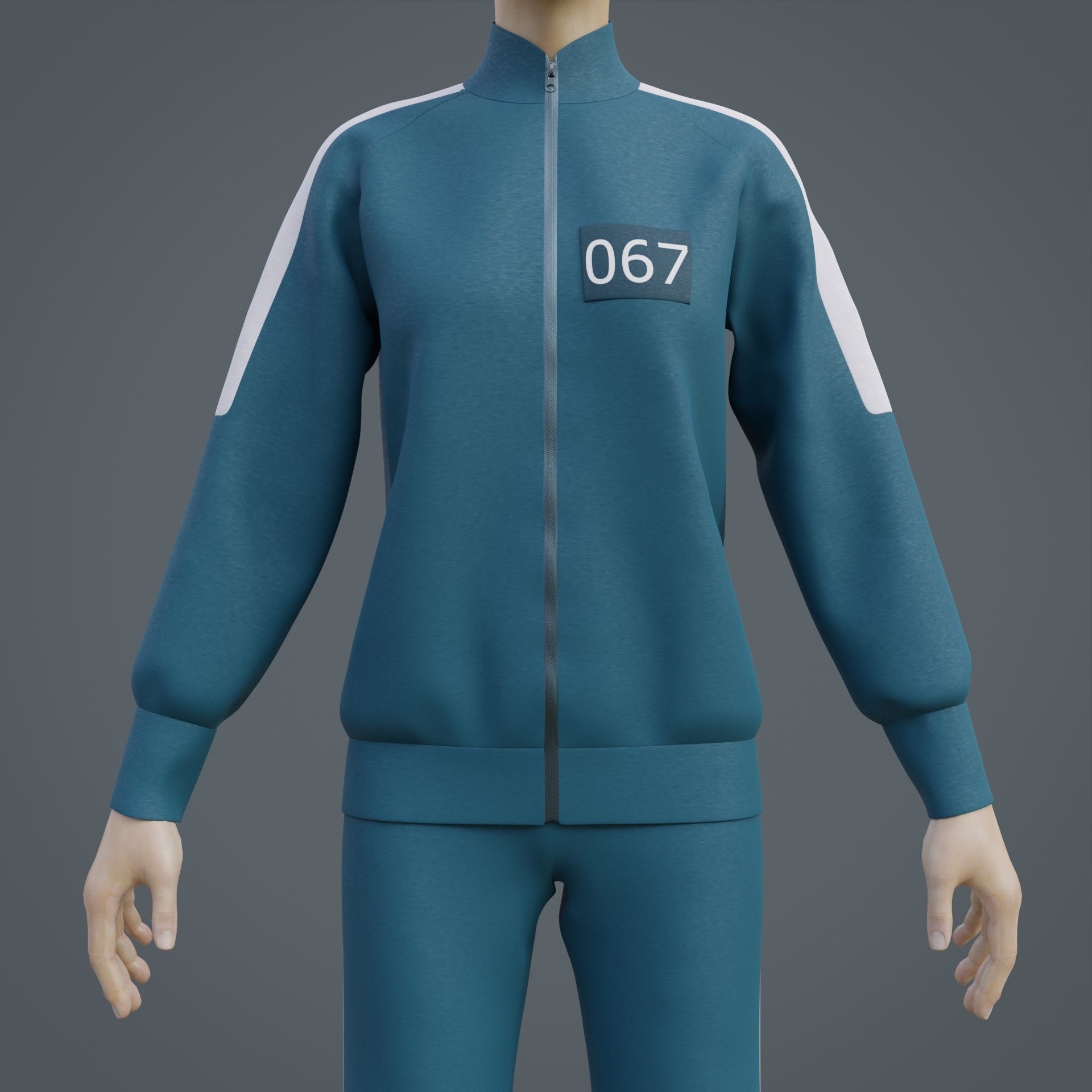Squid Game Players Uniform - 067 Female Tracksuit Costume 3D model_10