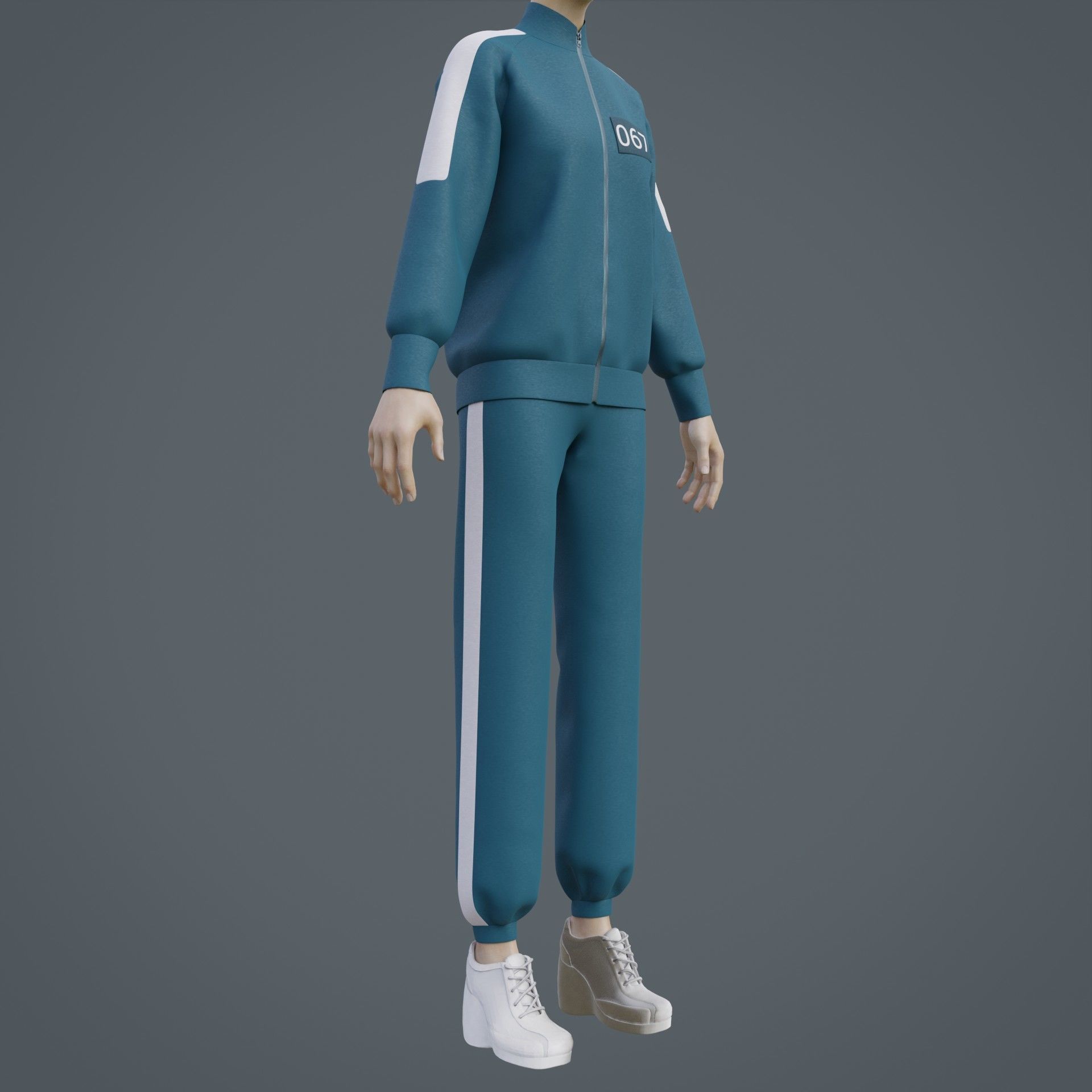 Squid Game Players Uniform - 067 Female Tracksuit Costume 3D model_4