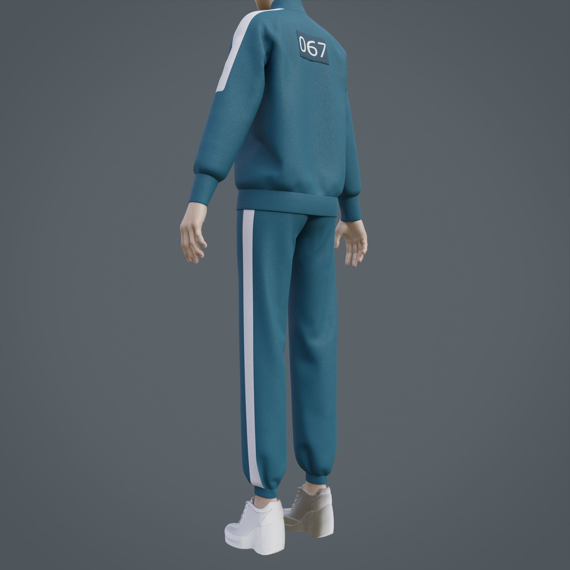 Squid Game Players Uniform - 067 Female Tracksuit Costume 3D model_6