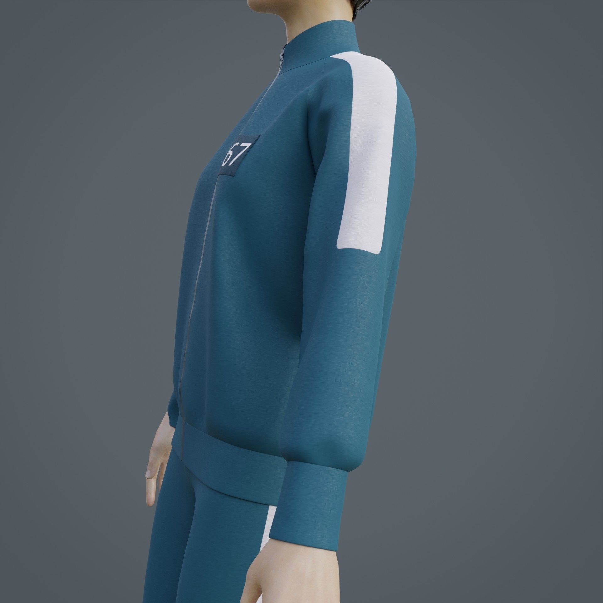 Squid Game Players Uniform - 067 Female Tracksuit Costume 3D model_12