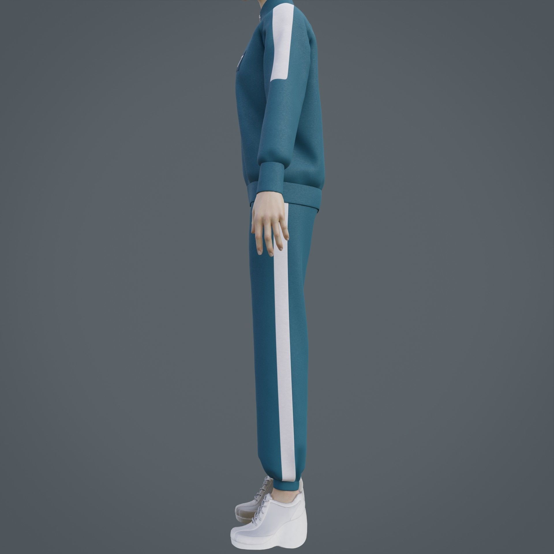Squid Game Players Uniform - 067 Female Tracksuit Costume 3D model_7