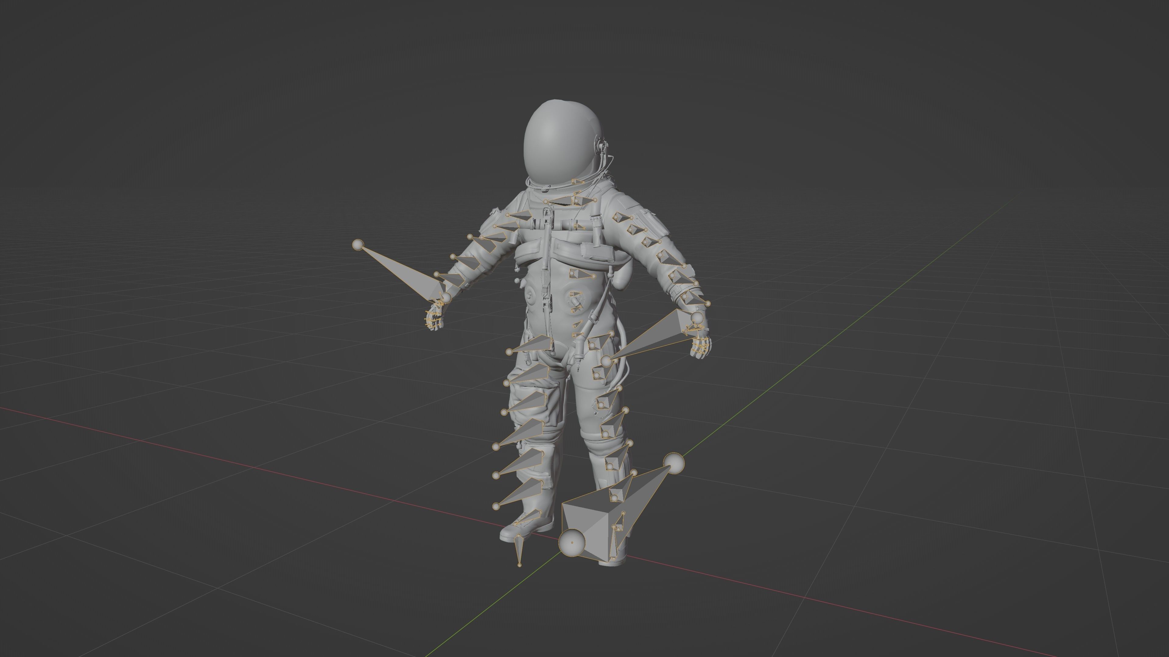 Orange ACES Spacesuit Rigged Low-poly 3D model_19