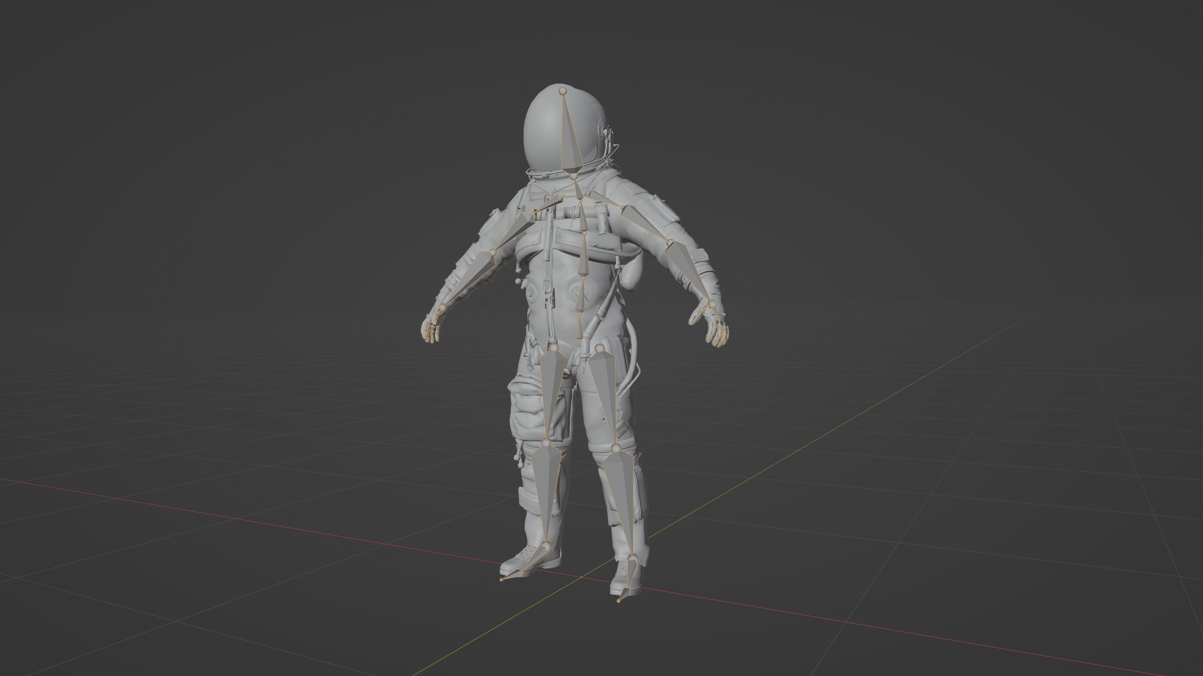 Orange ACES Spacesuit Rigged Low-poly 3D model_16