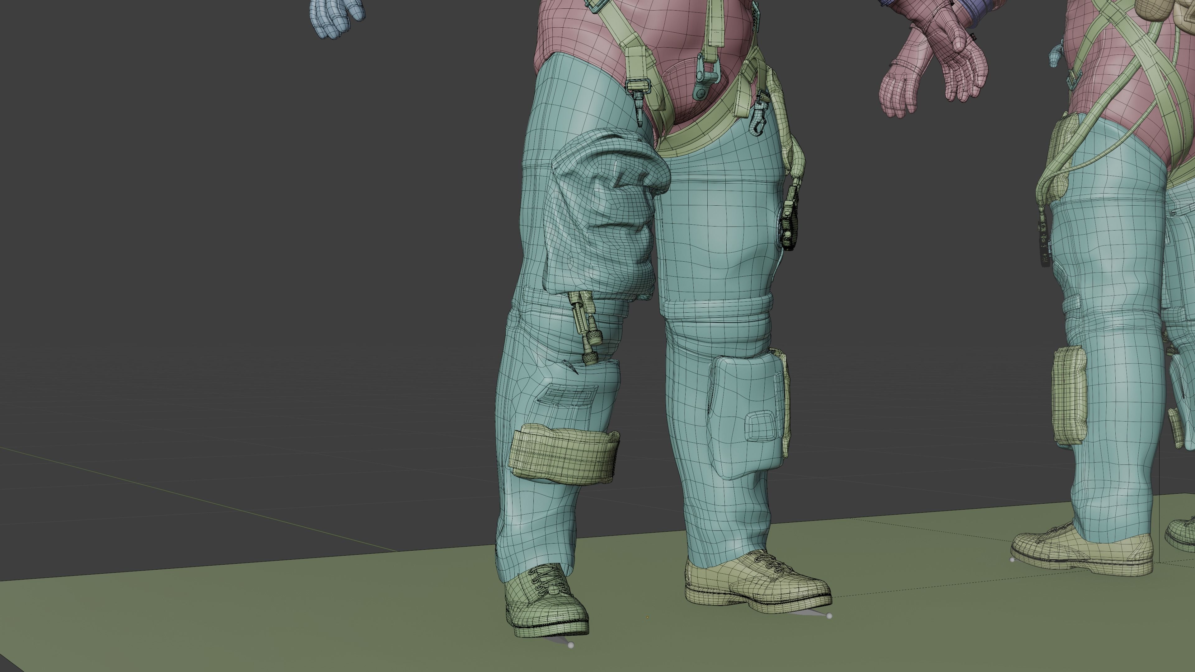 Orange ACES Spacesuit Rigged Low-poly 3D model_26