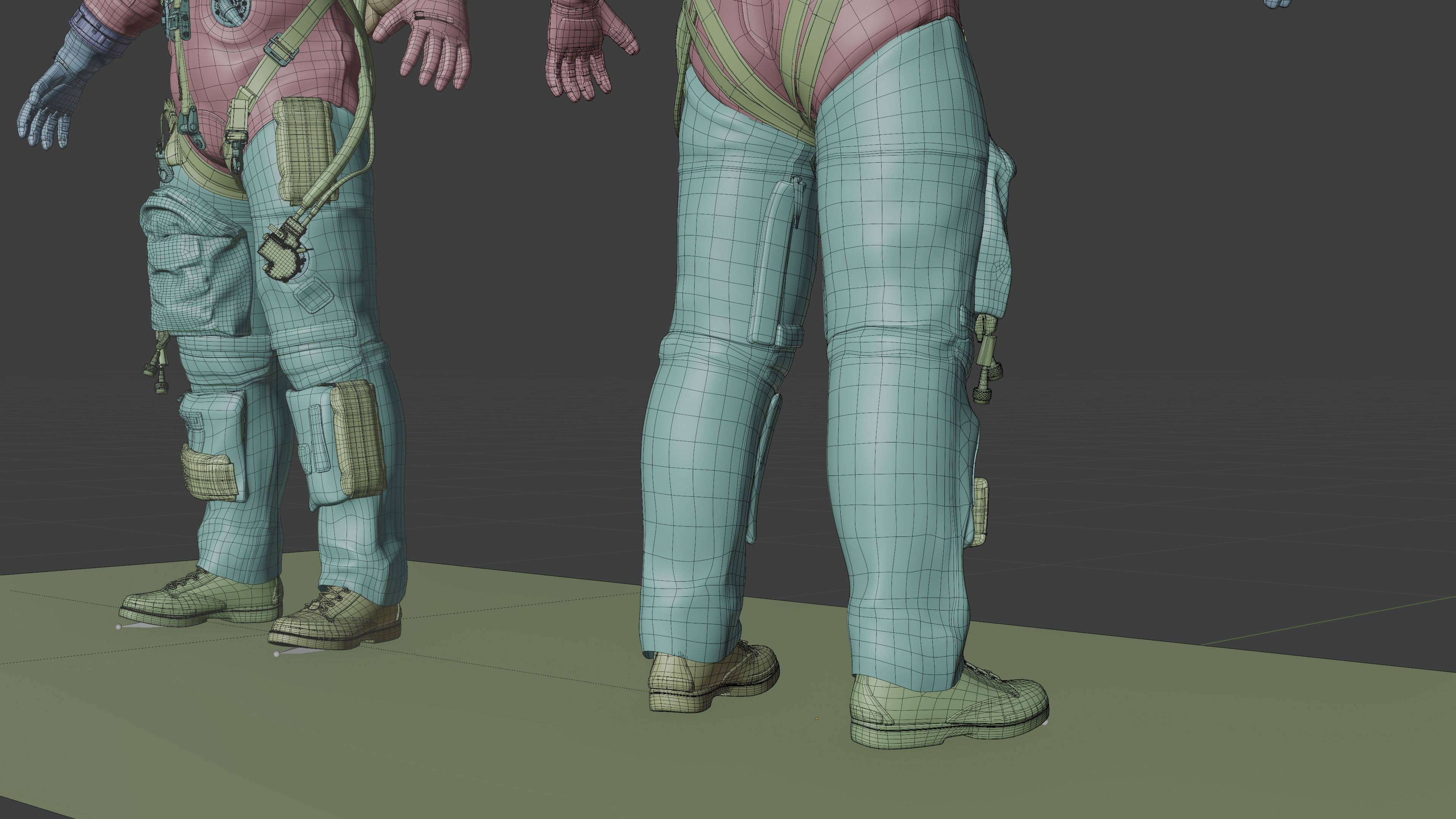 Orange ACES Spacesuit Rigged Low-poly 3D model_25