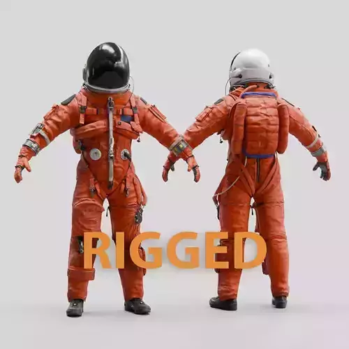 Orange ACES Spacesuit Rigged Low-poly 3D model