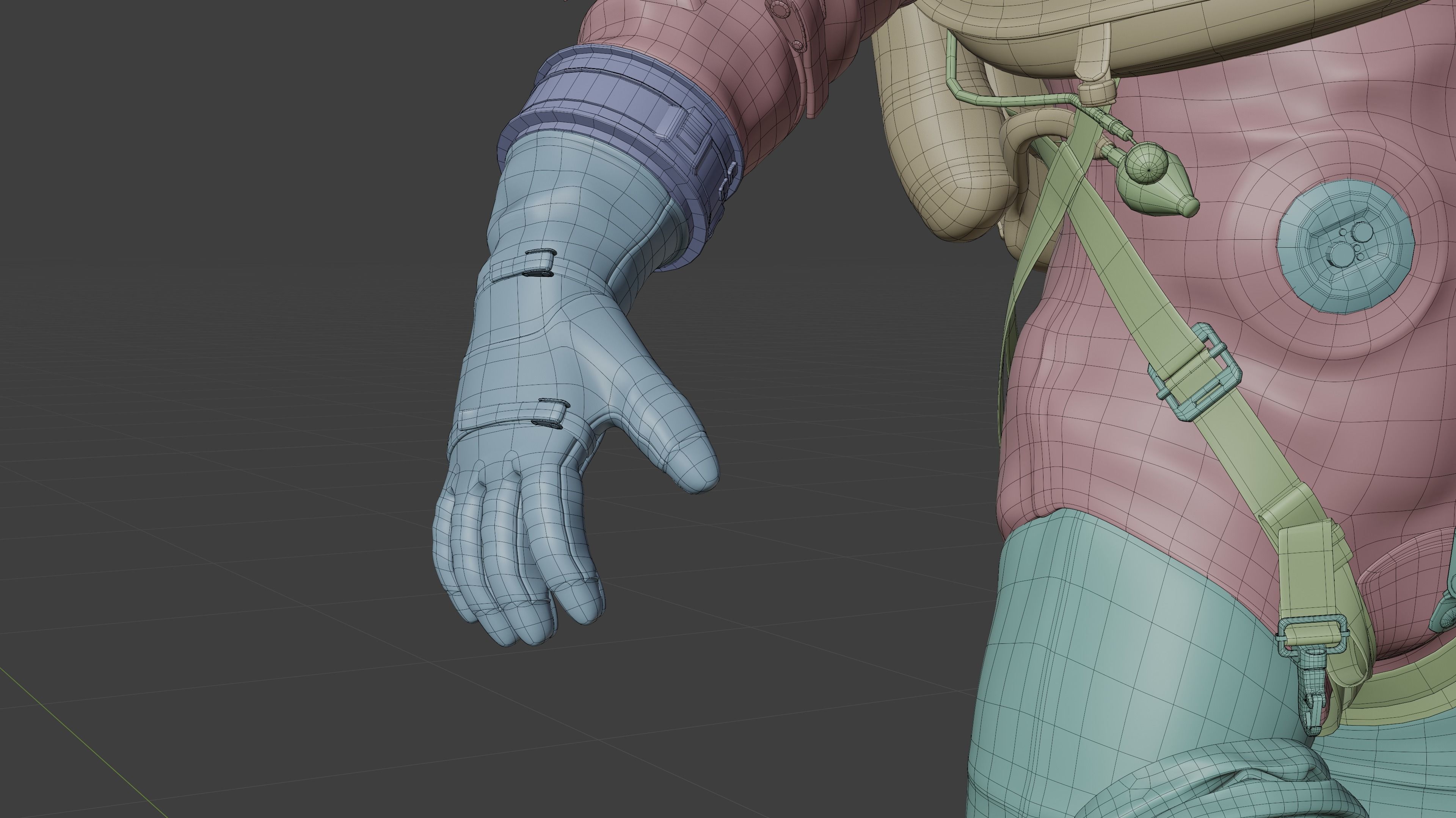 Orange ACES Spacesuit Rigged Low-poly 3D model_28