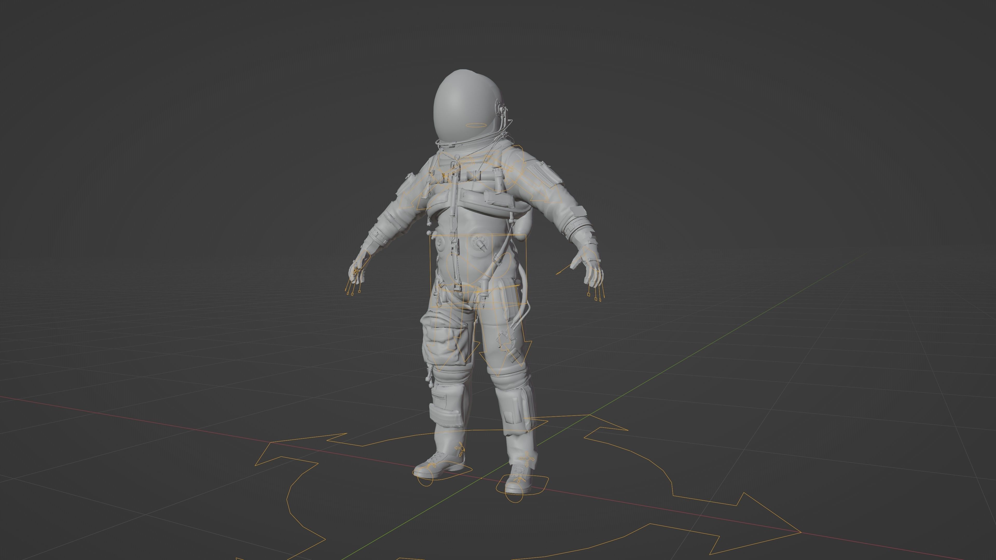 Orange ACES Spacesuit Rigged Low-poly 3D model_17