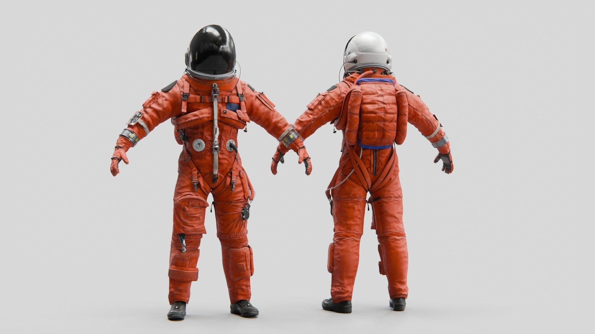 Orange ACES Spacesuit Rigged Low-poly 3D model_4