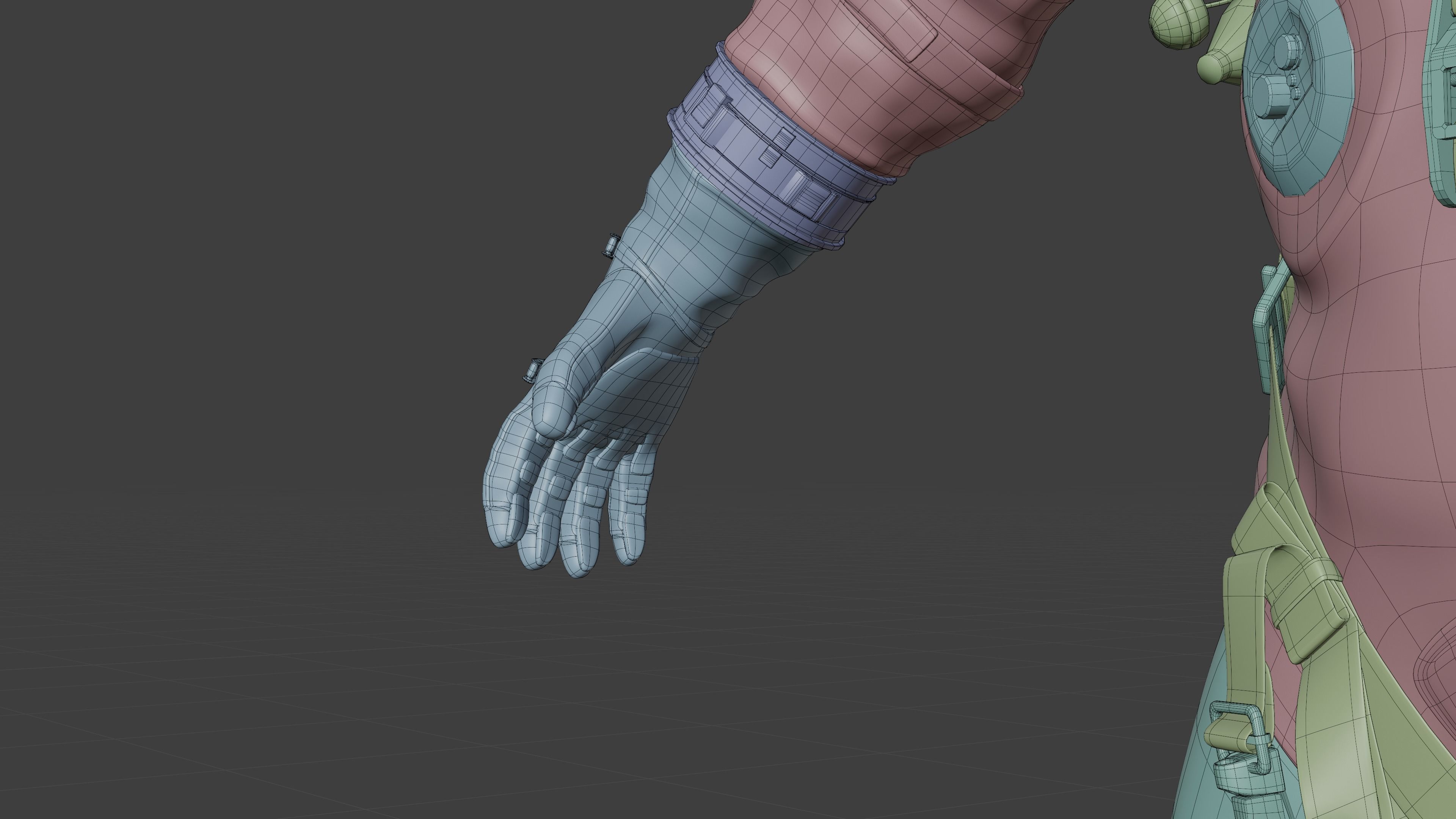 Orange ACES Spacesuit Rigged Low-poly 3D model_29