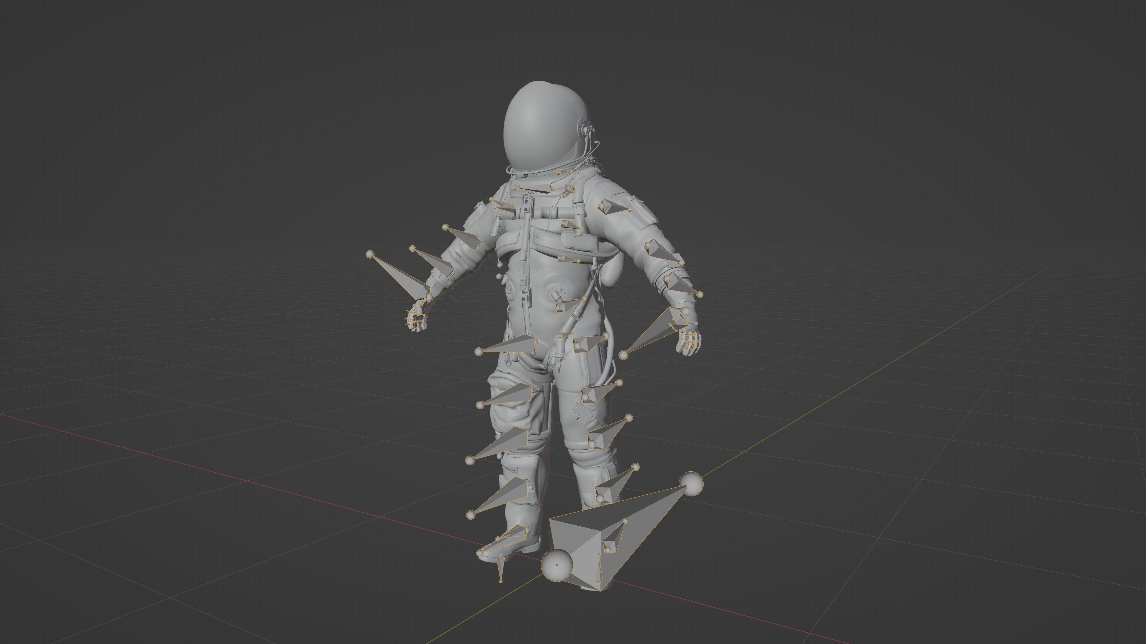Orange ACES Spacesuit Rigged Low-poly 3D model_18