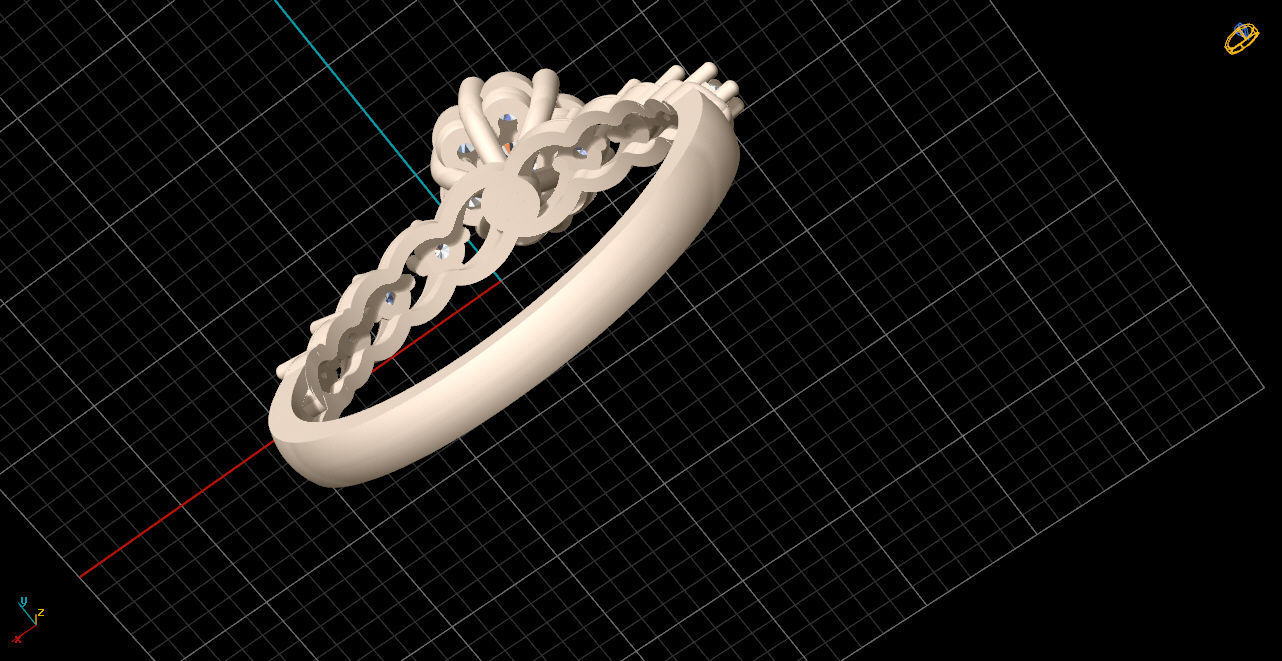 solitaire two rose gold ring set with diamonds 3D print model_6