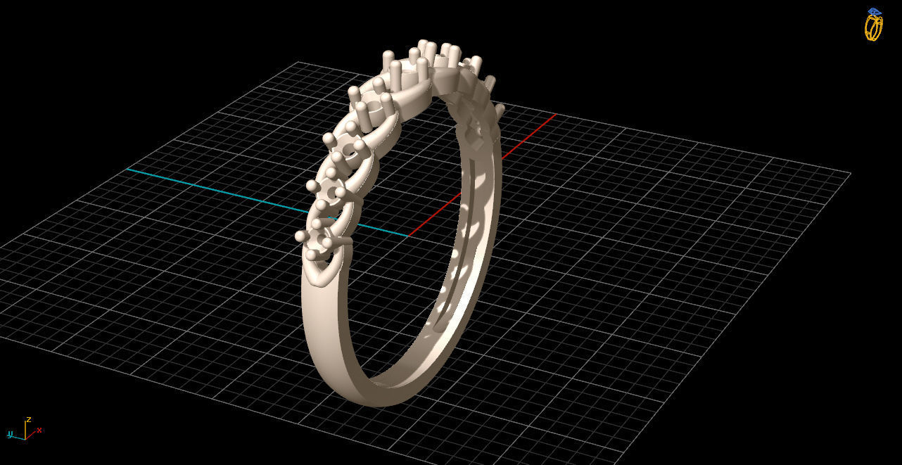 solitaire two rose gold ring set with diamonds 3D print model_13