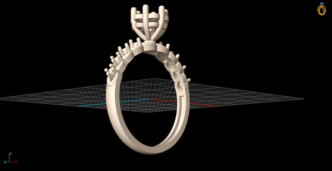 solitaire two rose gold ring set with diamonds 3D print model_14
