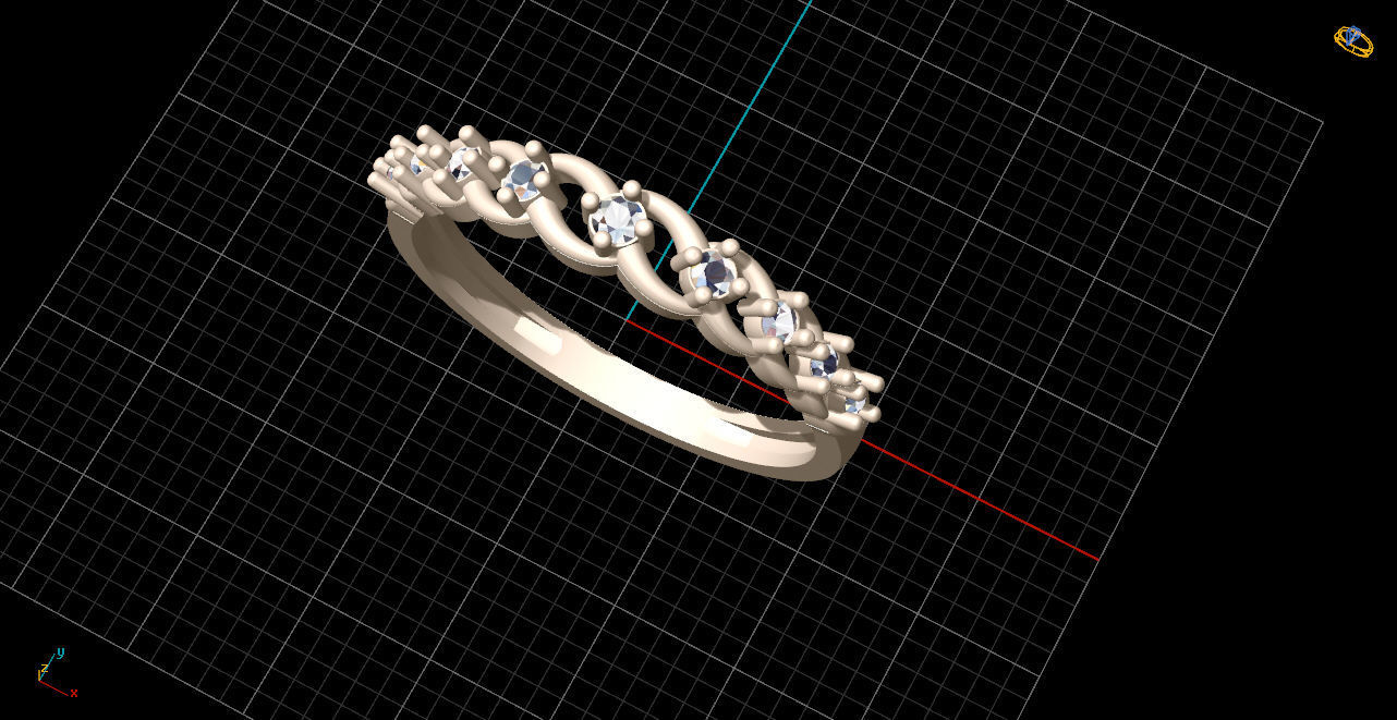 solitaire two rose gold ring set with diamonds 3D print model_9