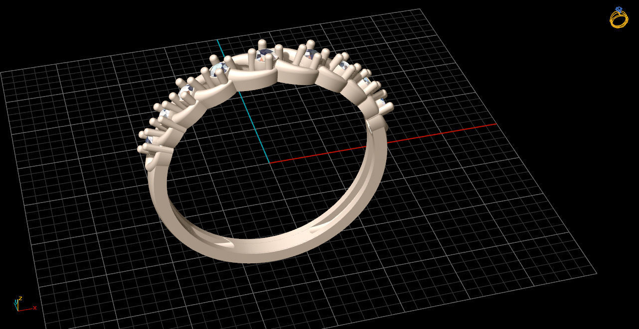 solitaire two rose gold ring set with diamonds 3D print model_11