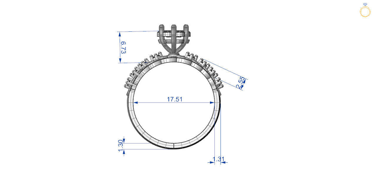 solitaire two rose gold ring set with diamonds 3D print model_23