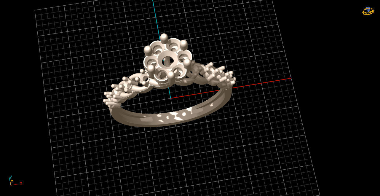 solitaire two rose gold ring set with diamonds 3D print model_19