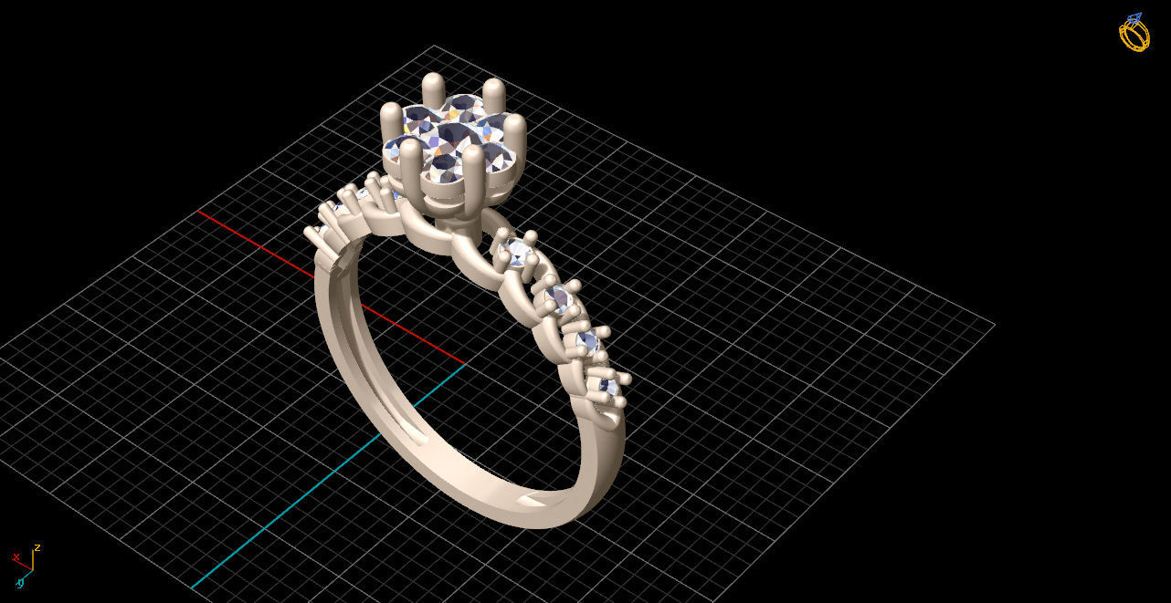 solitaire two rose gold ring set with diamonds 3D print model_25