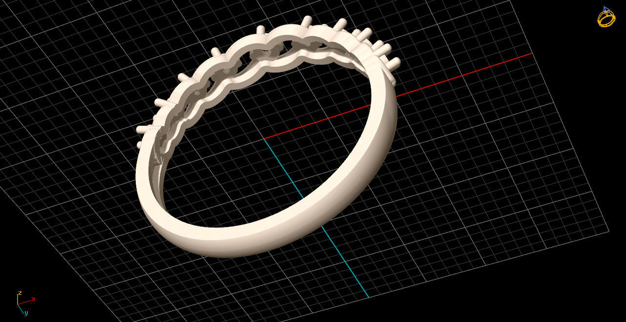 solitaire two rose gold ring set with diamonds 3D print model_16