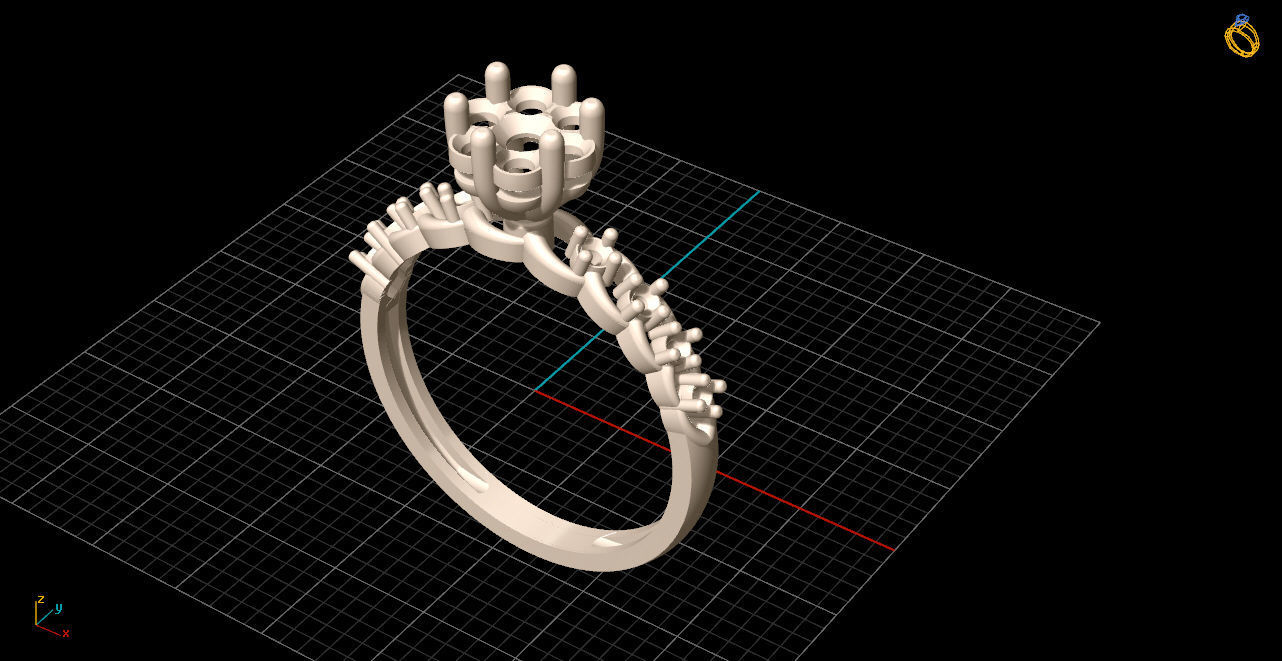 solitaire two rose gold ring set with diamonds 3D print model_5