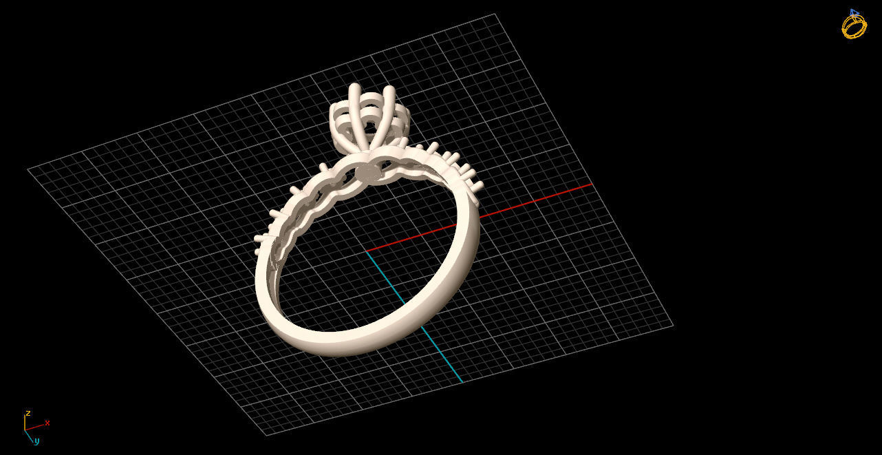 solitaire two rose gold ring set with diamonds 3D print model_15