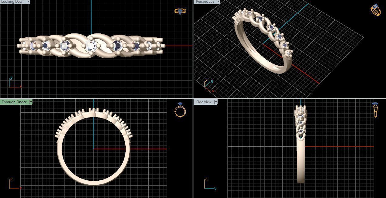 solitaire two rose gold ring set with diamonds 3D print model_17
