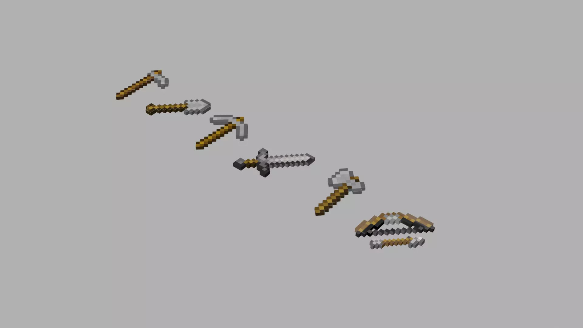 MINECRAFT STONE TOOL PACK 3D MODEL Low-poly 3D model