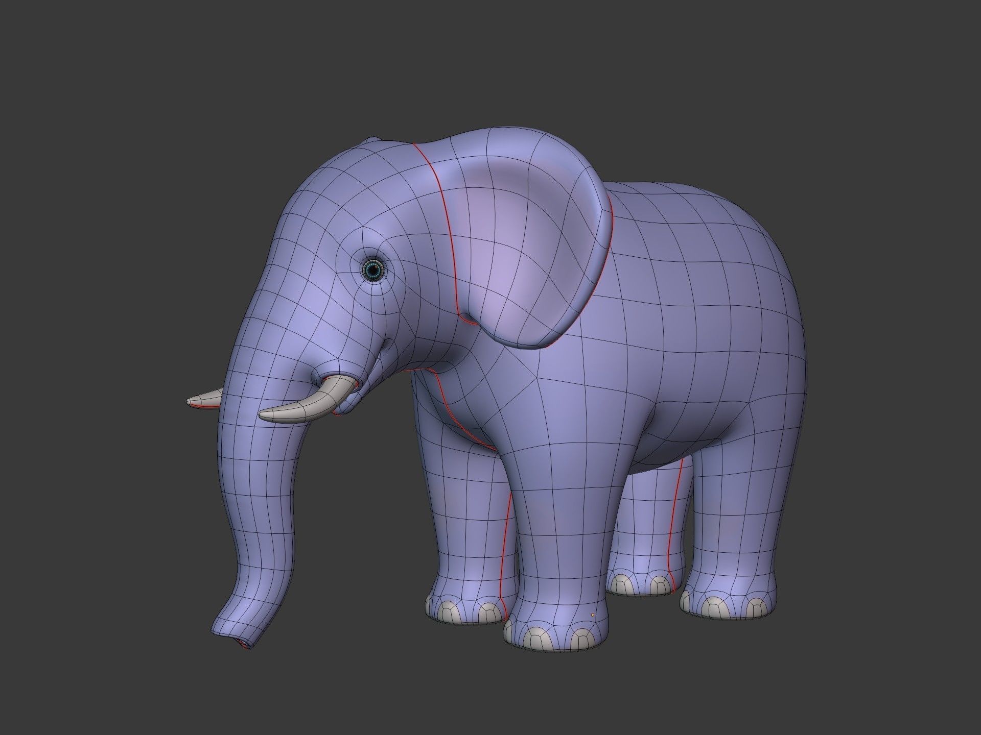 Cartoon Elephant -- Textured and Rigged Low-poly 3D model_3