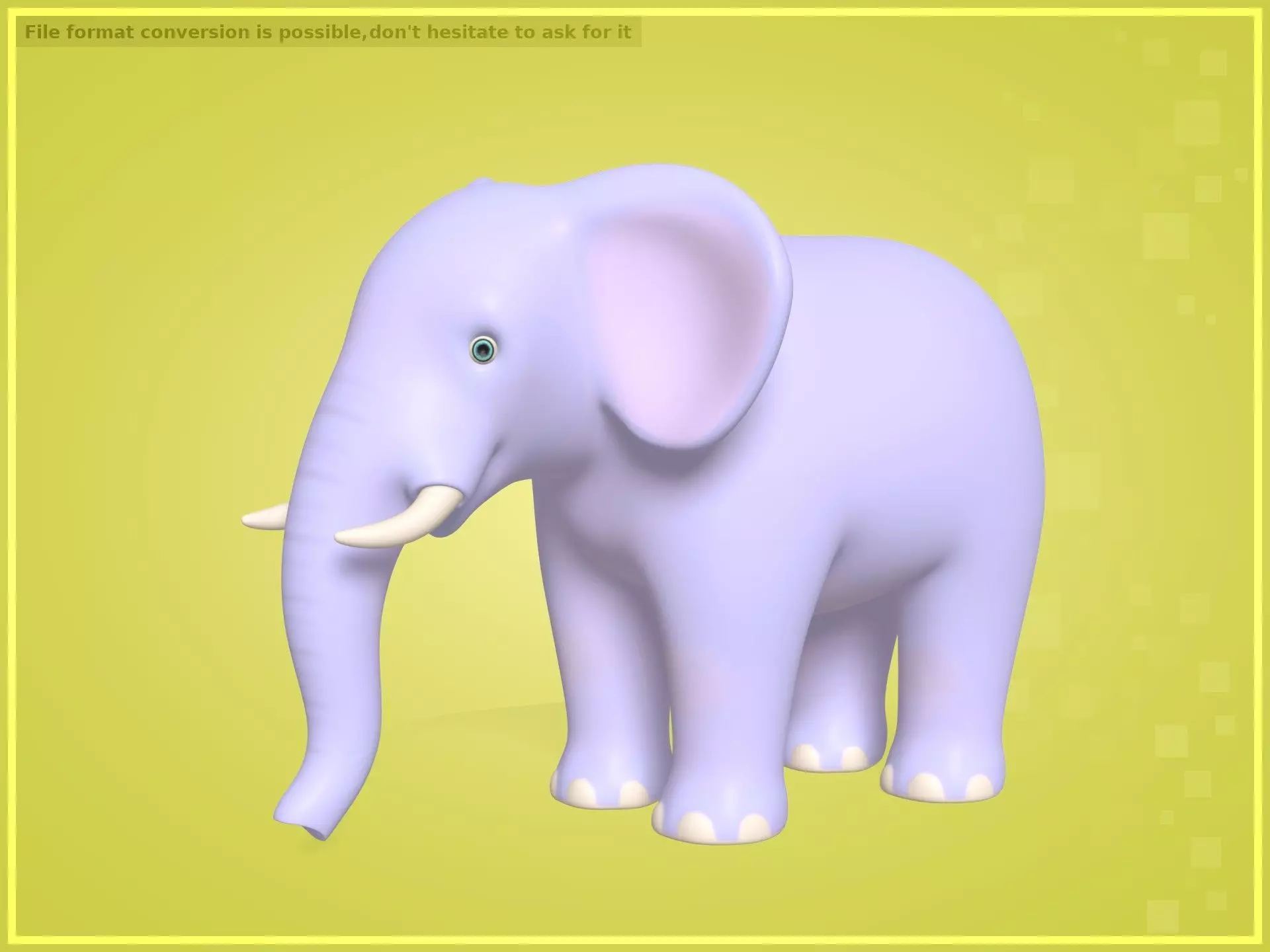 Cartoon Elephant -- Textured and Rigged Low-poly 3D model_0