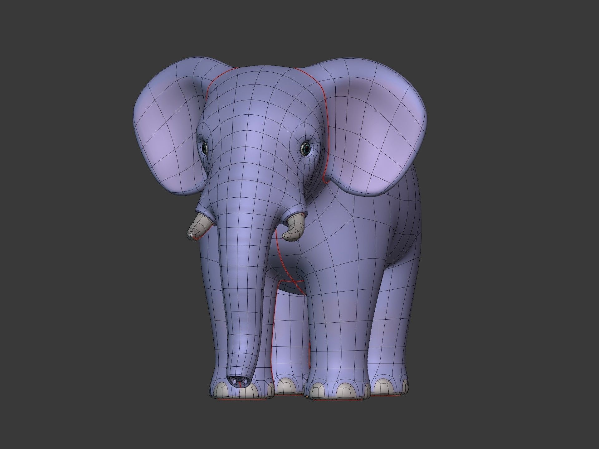 Cartoon Elephant -- Textured and Rigged Low-poly 3D model_9