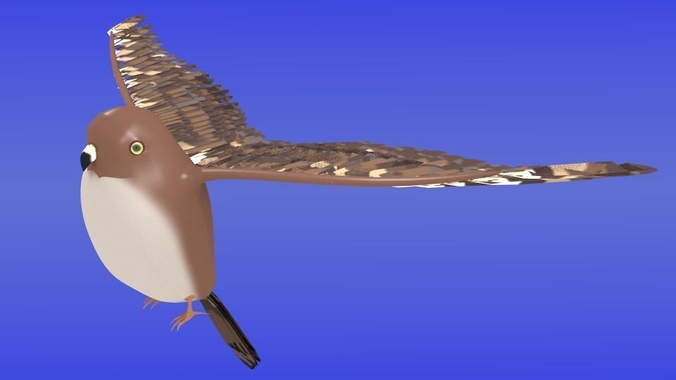 Brown sparrow hawk Low-poly 3D model