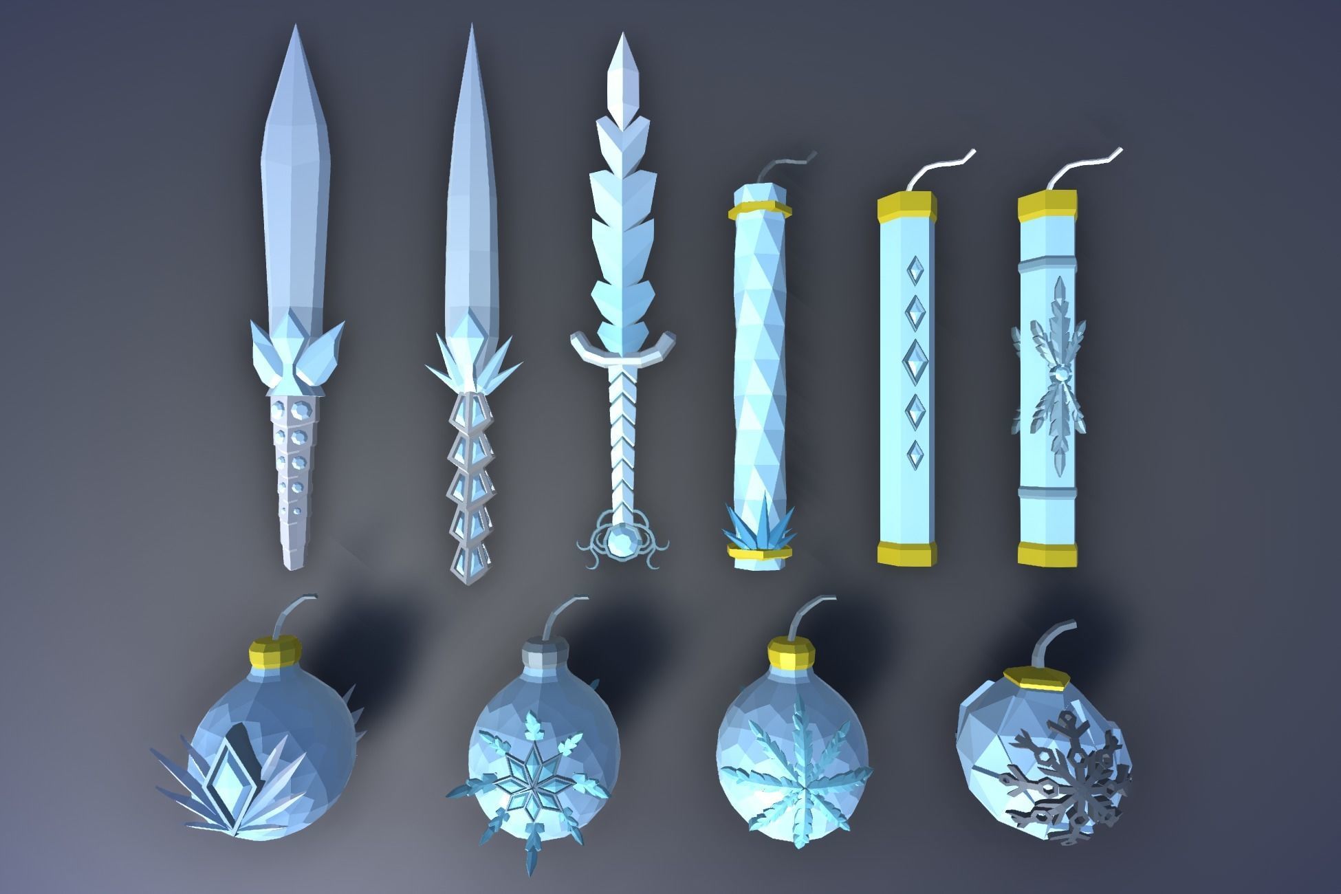 900 Low Poly Fantasy RPG Weapons - Ultimate 3D Pack Low-poly 3D model_61