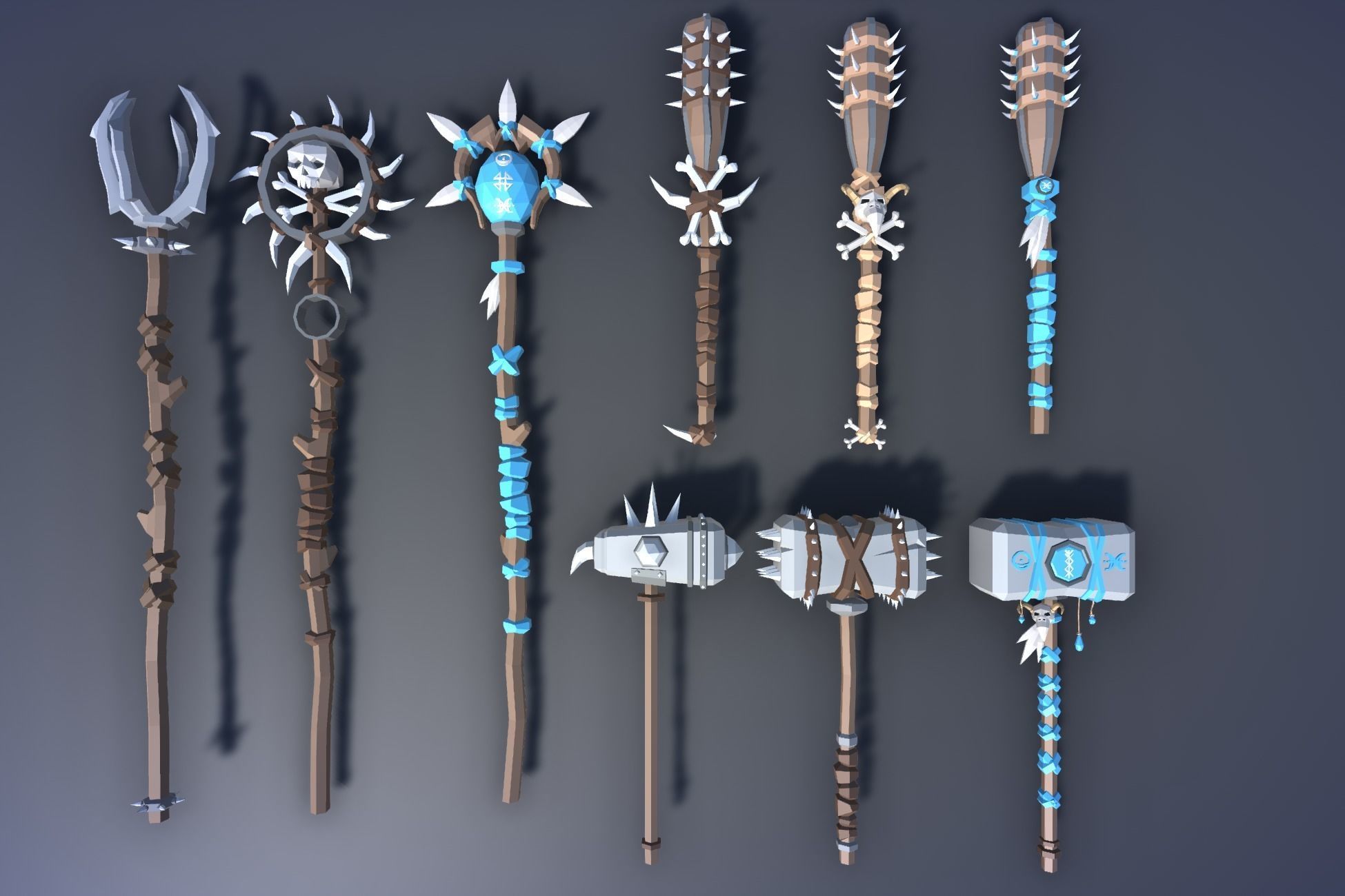 900 Low Poly Fantasy RPG Weapons - Ultimate 3D Pack Low-poly 3D model_29