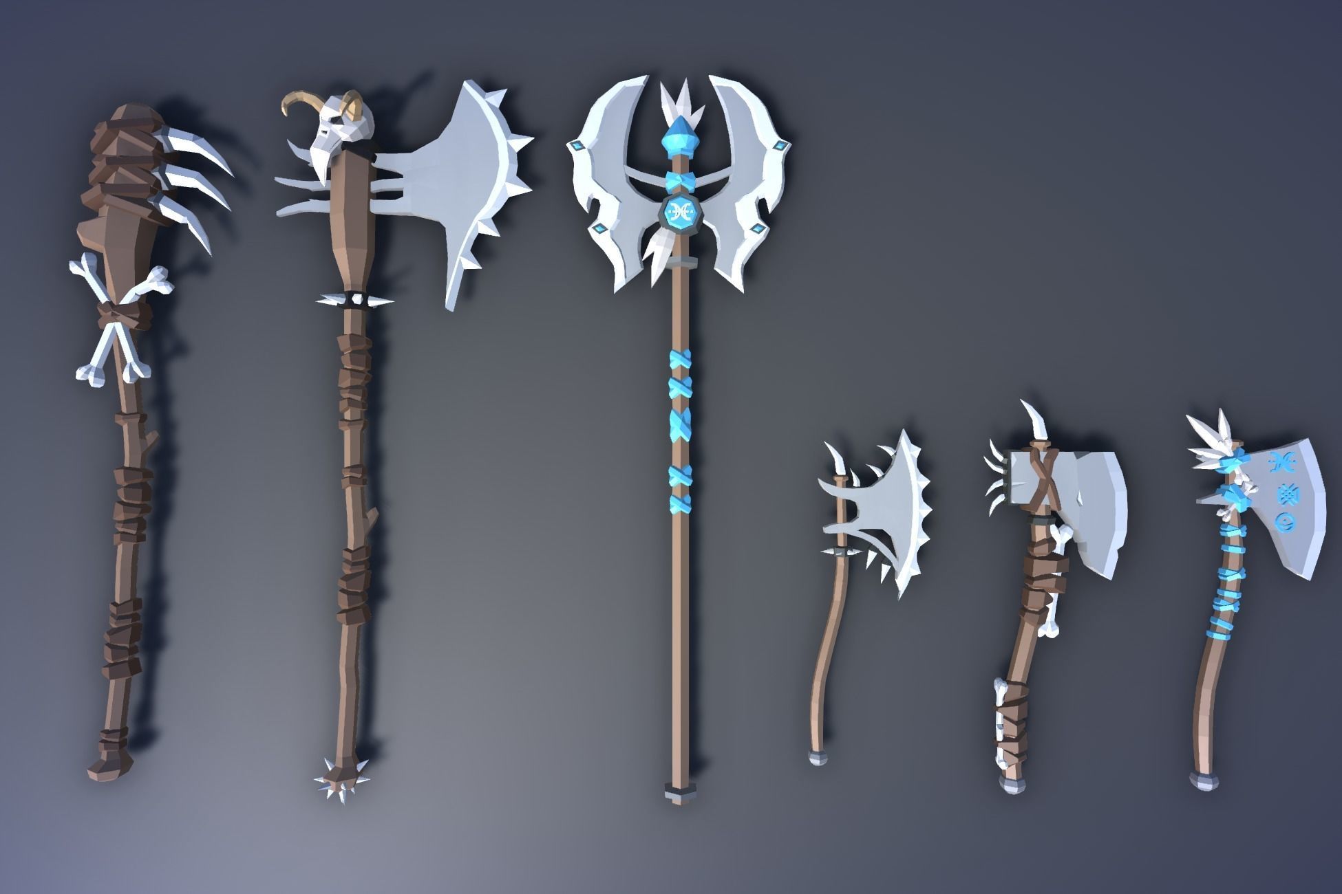900 Low Poly Fantasy RPG Weapons - Ultimate 3D Pack Low-poly 3D model_28