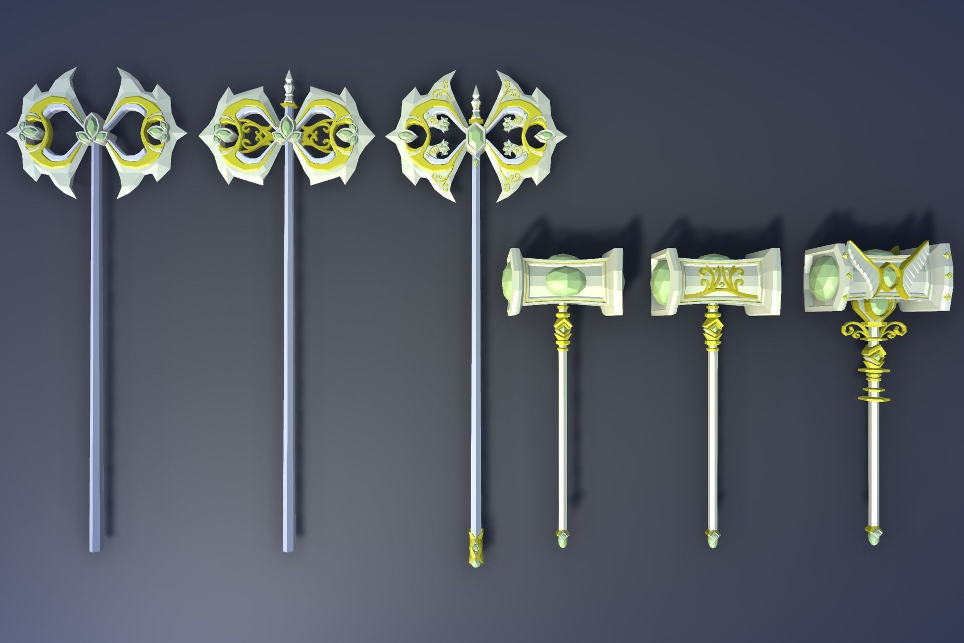 900 Low Poly Fantasy RPG Weapons - Ultimate 3D Pack Low-poly 3D model_106