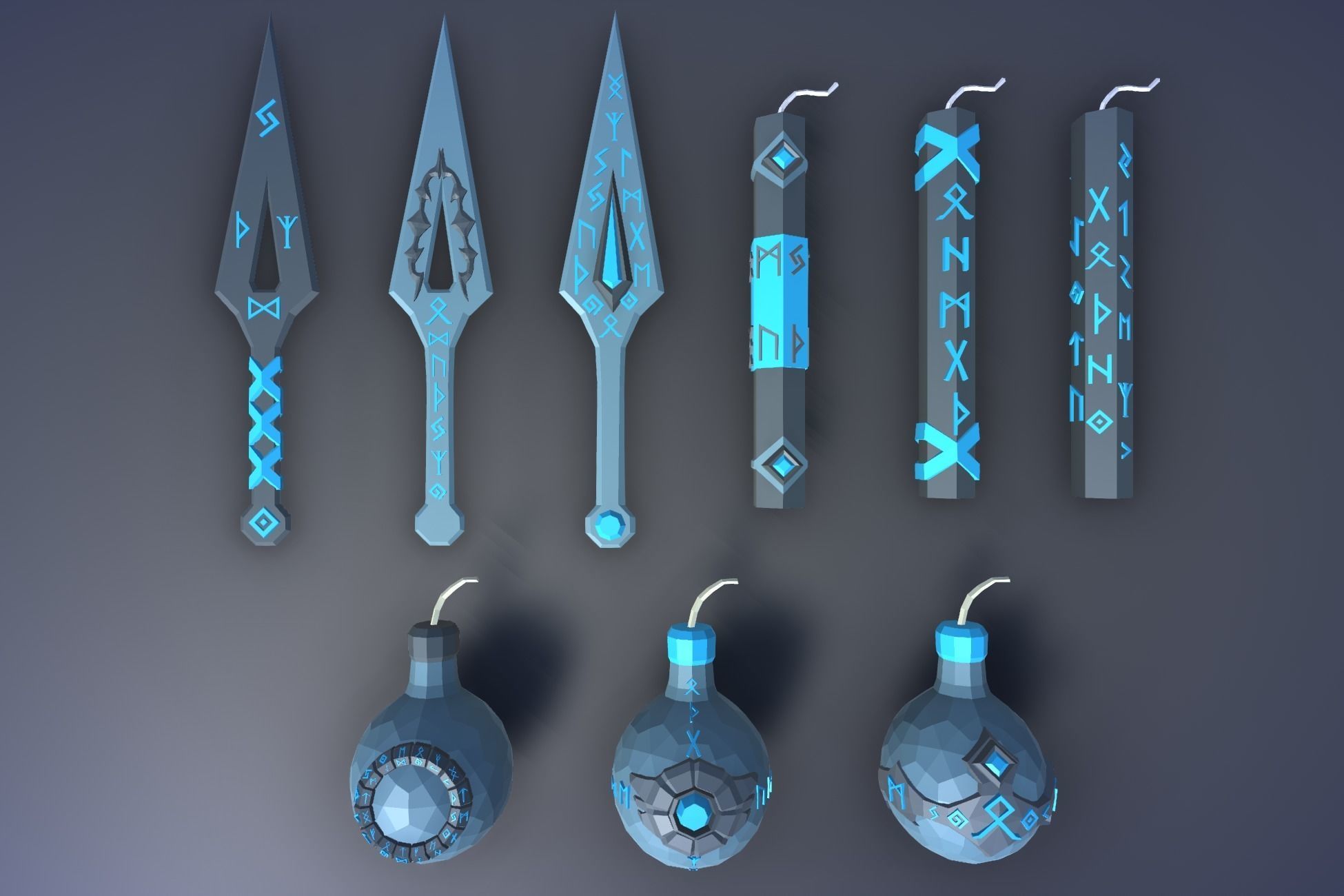 900 Low Poly Fantasy RPG Weapons - Ultimate 3D Pack Low-poly 3D model_99