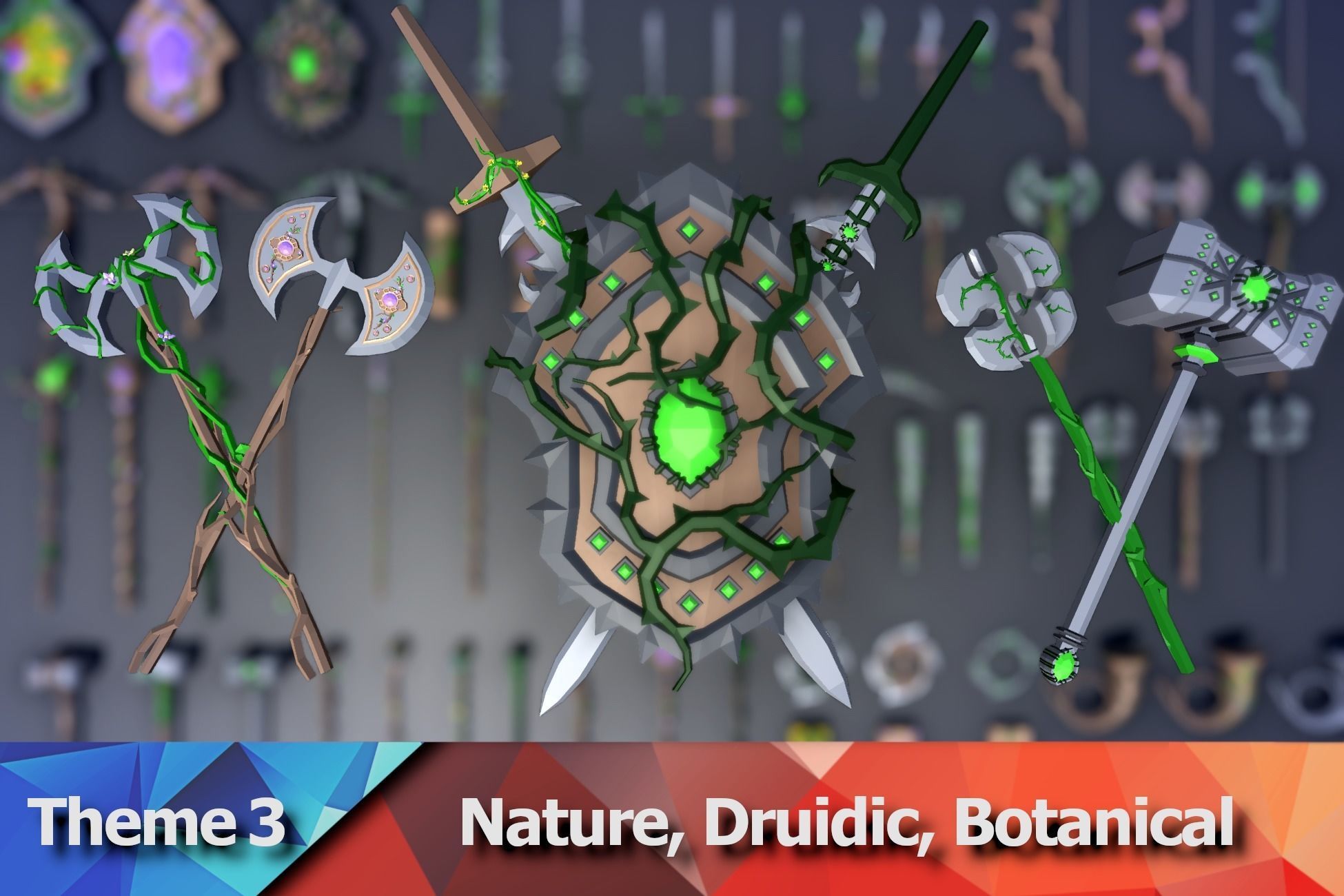 900 Low Poly Fantasy RPG Weapons - Ultimate 3D Pack Low-poly 3D model_5