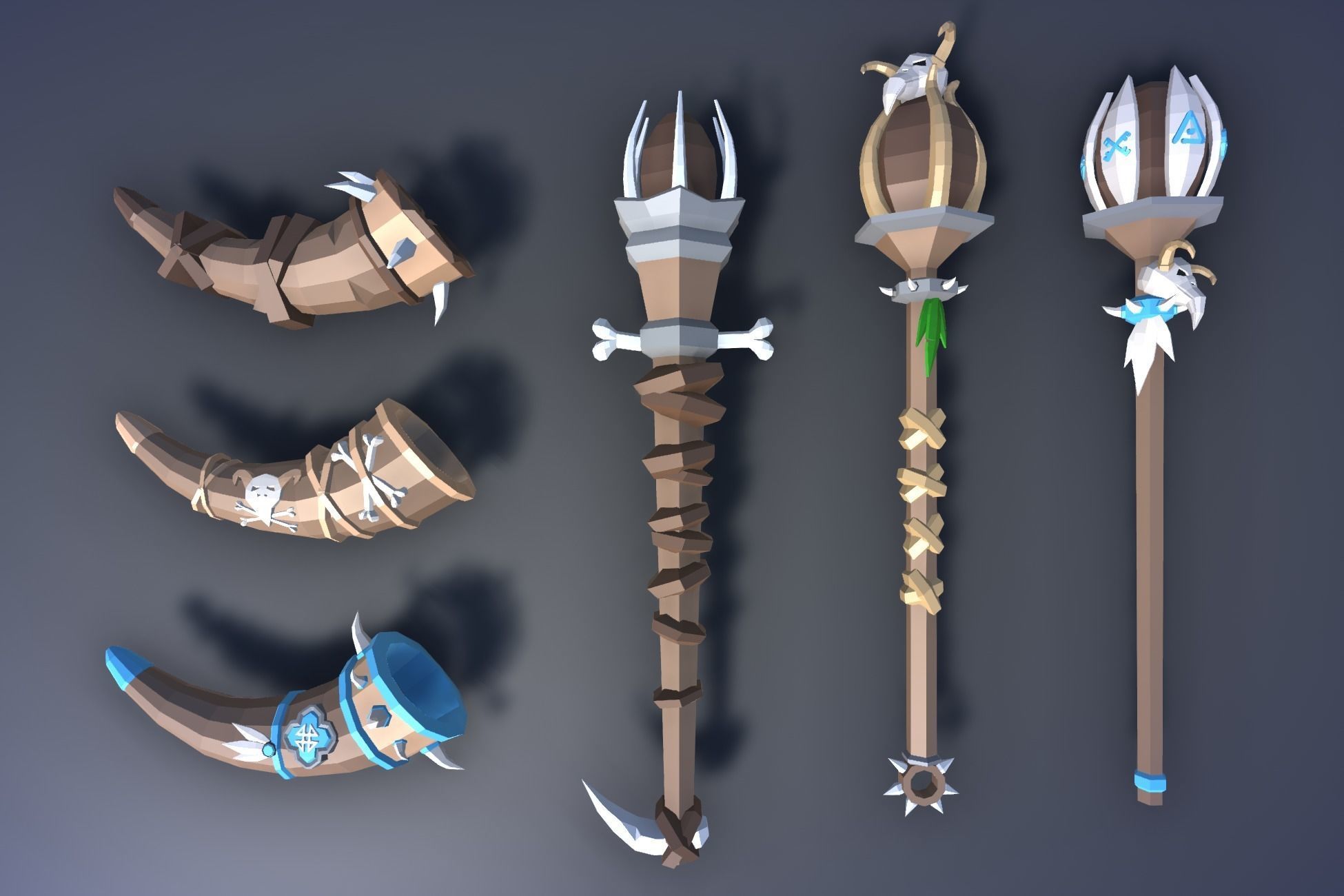 900 Low Poly Fantasy RPG Weapons - Ultimate 3D Pack Low-poly 3D model_38