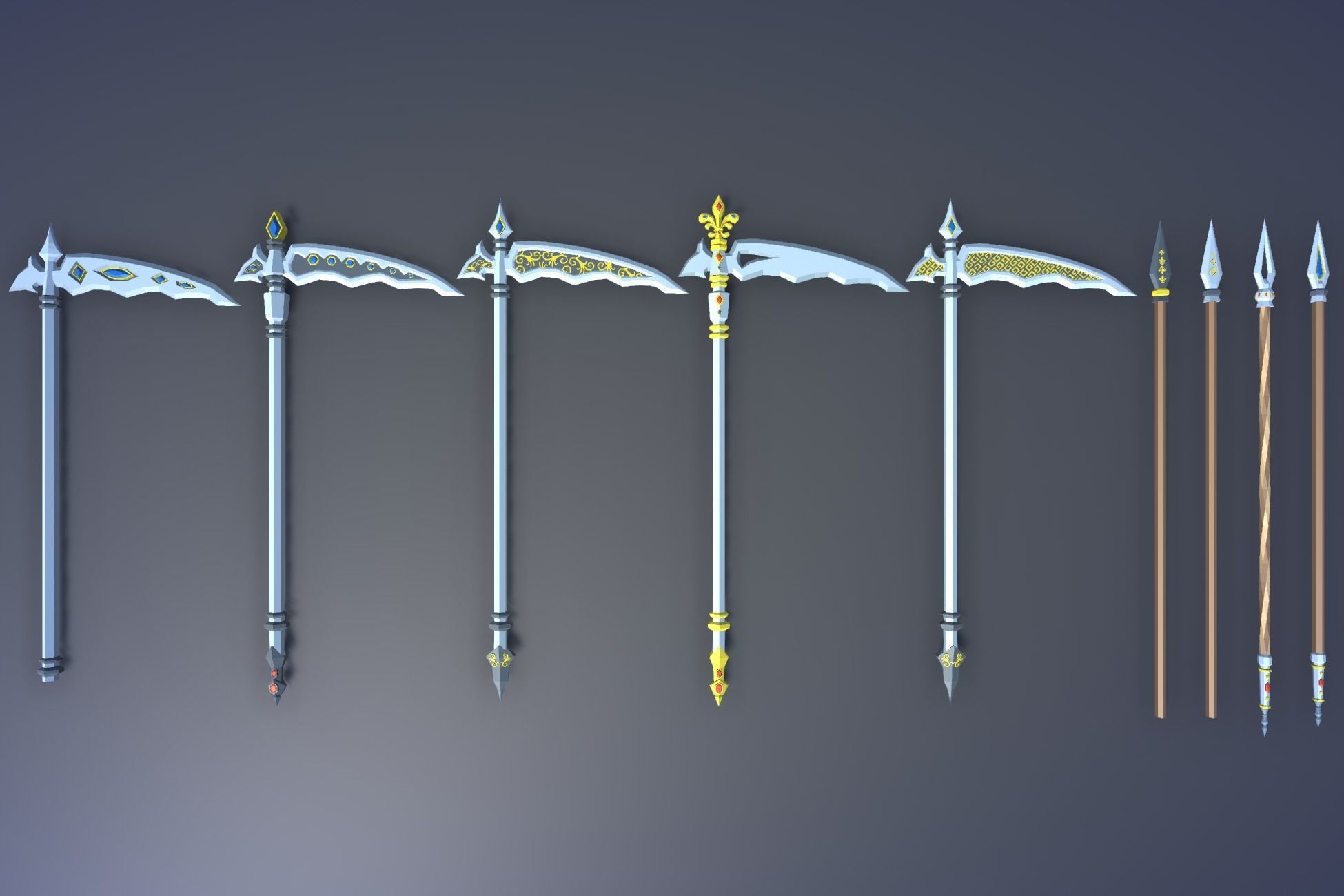 900 Low Poly Fantasy RPG Weapons - Ultimate 3D Pack Low-poly 3D model_81