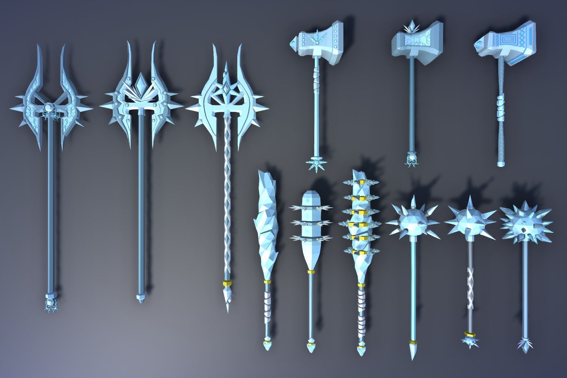 900 Low Poly Fantasy RPG Weapons - Ultimate 3D Pack Low-poly 3D model_55