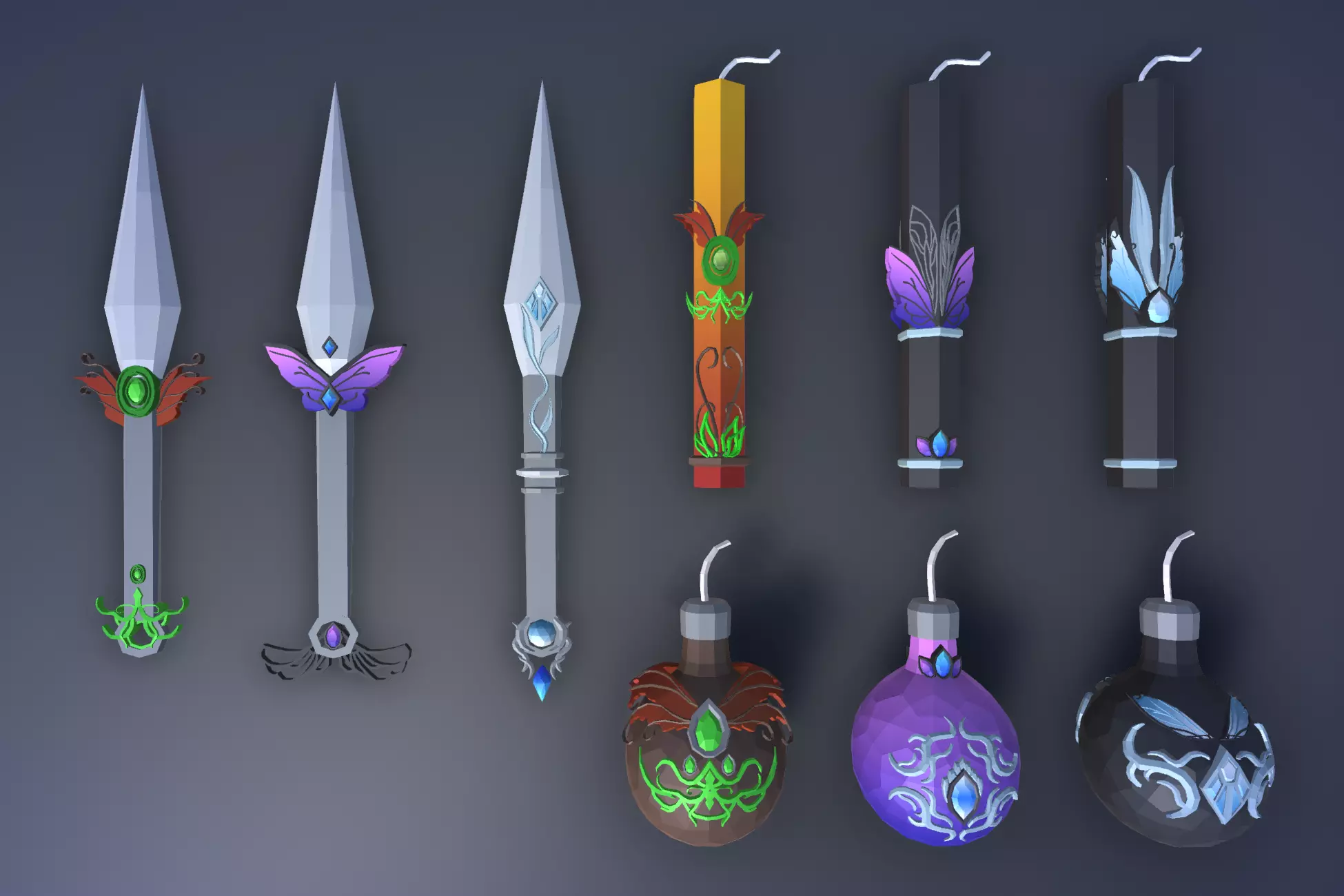 900 Low Poly Fantasy RPG Weapons - Ultimate 3D Pack Low-poly 3D model_148