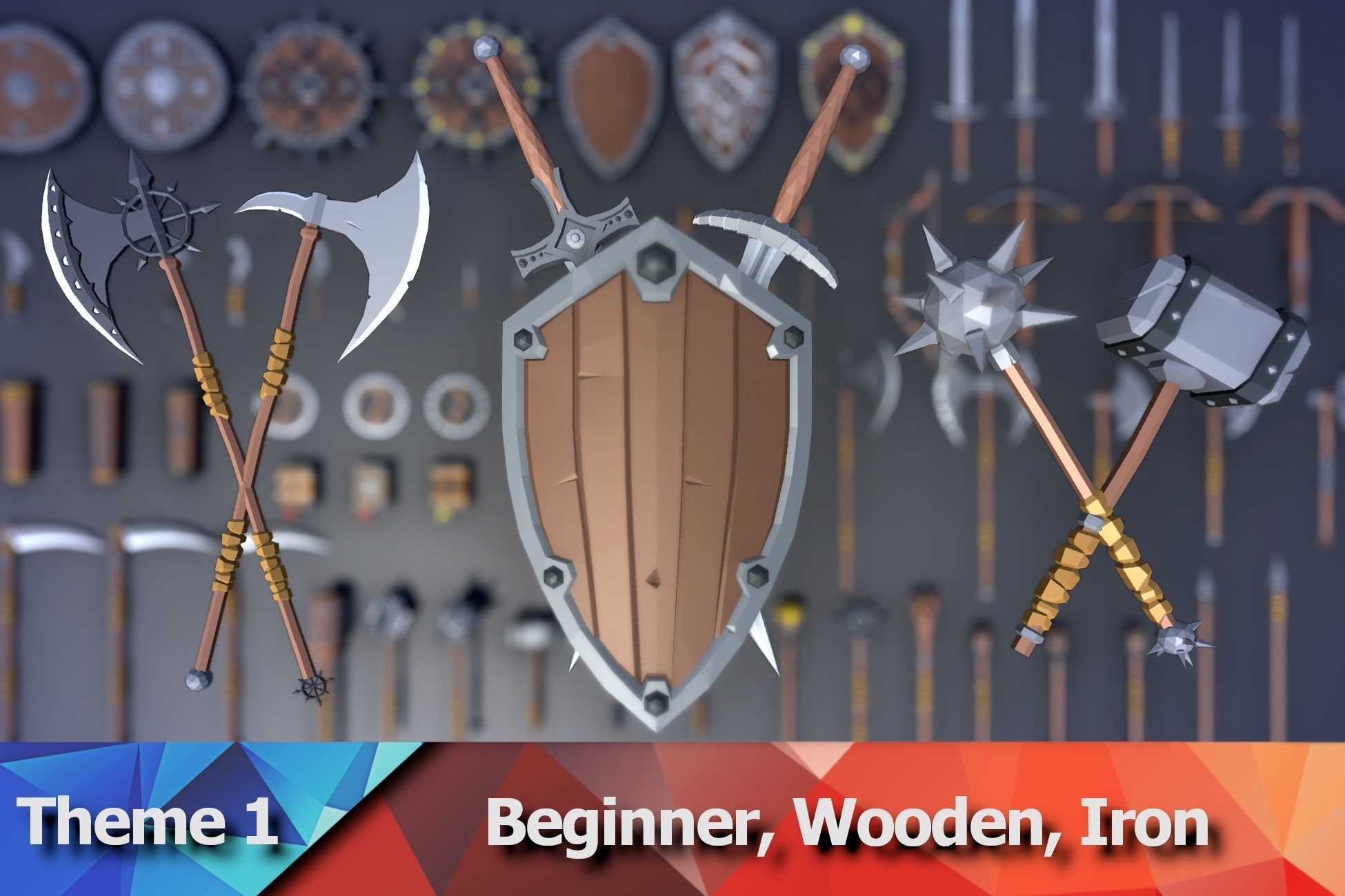900 Low Poly Fantasy RPG Weapons - Ultimate 3D Pack Low-poly 3D model_3