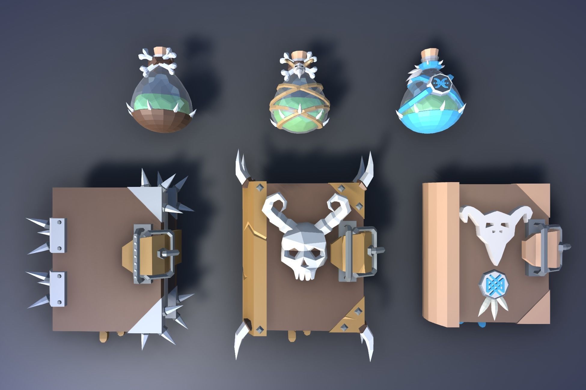 900 Low Poly Fantasy RPG Weapons - Ultimate 3D Pack Low-poly 3D model_36