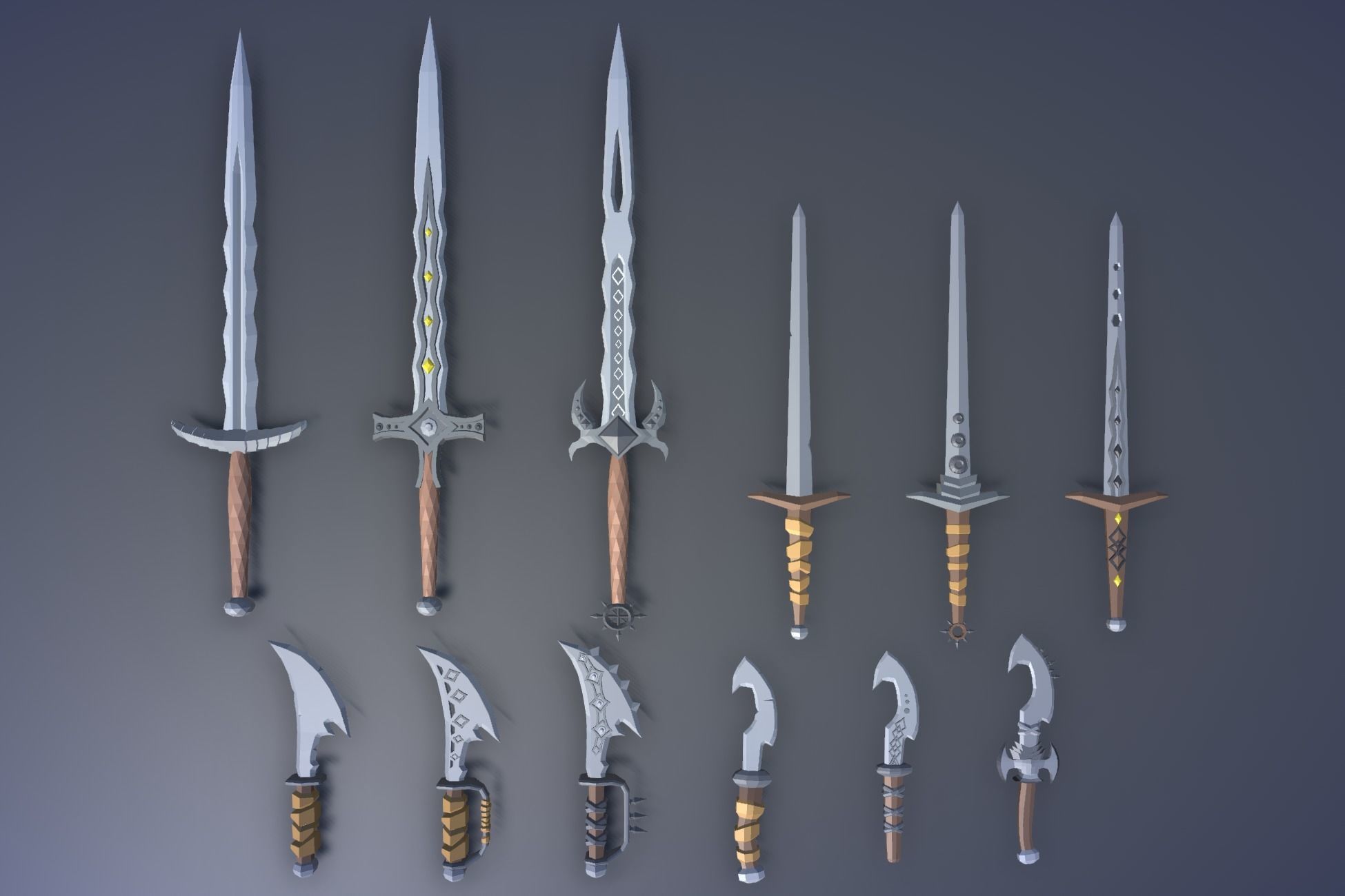 900 Low Poly Fantasy RPG Weapons - Ultimate 3D Pack Low-poly 3D model_14