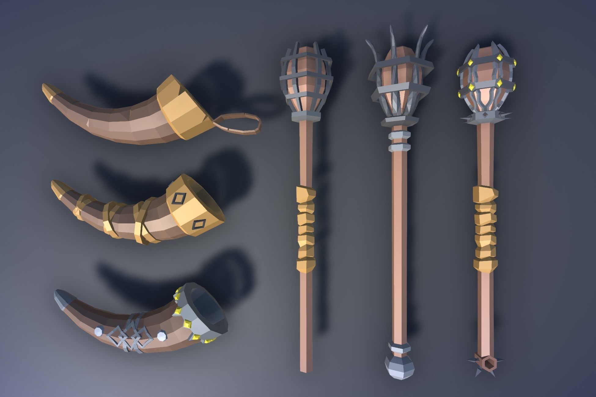 900 Low Poly Fantasy RPG Weapons - Ultimate 3D Pack Low-poly 3D model_25