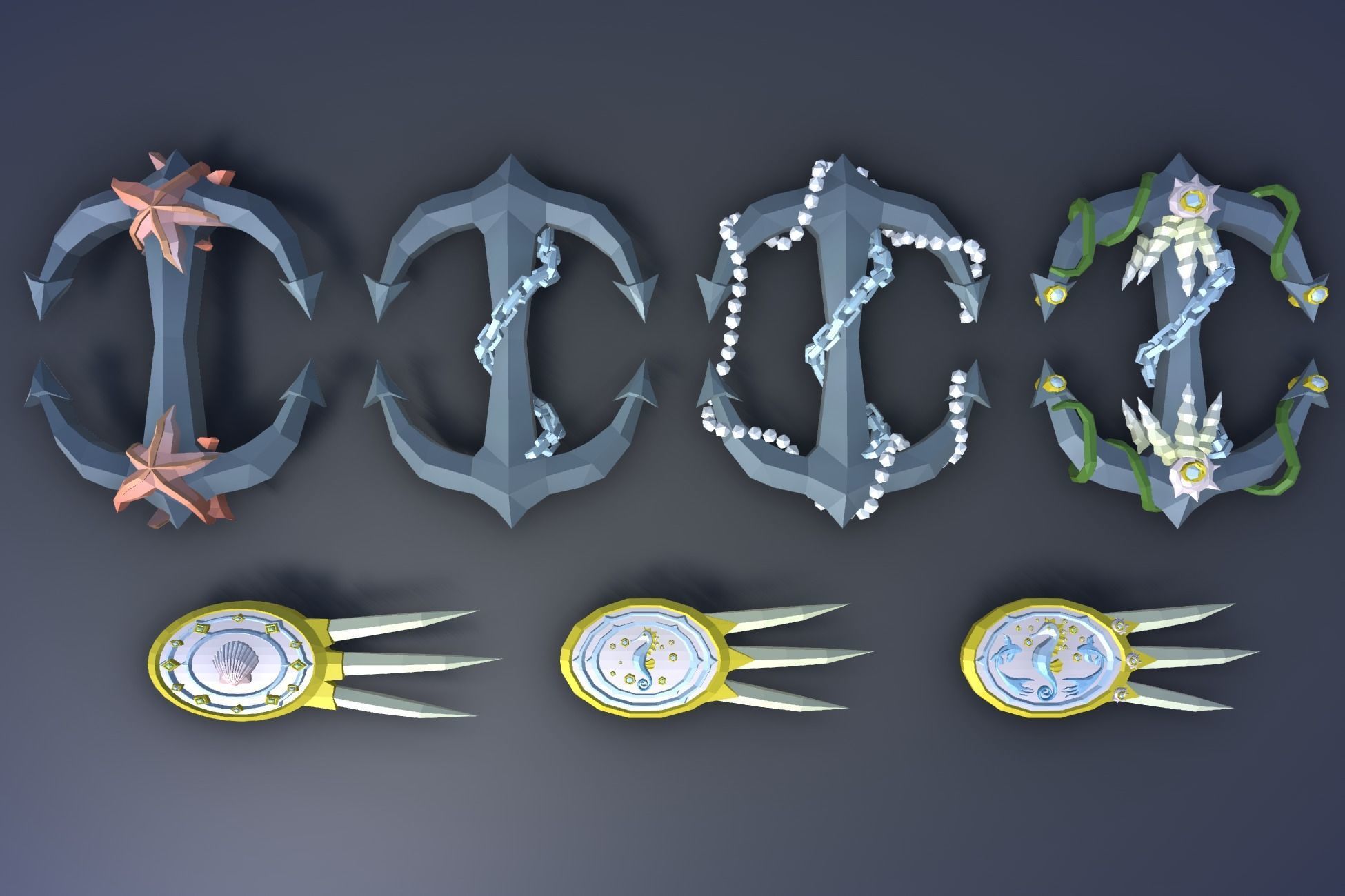 900 Low Poly Fantasy RPG Weapons - Ultimate 3D Pack Low-poly 3D model_123