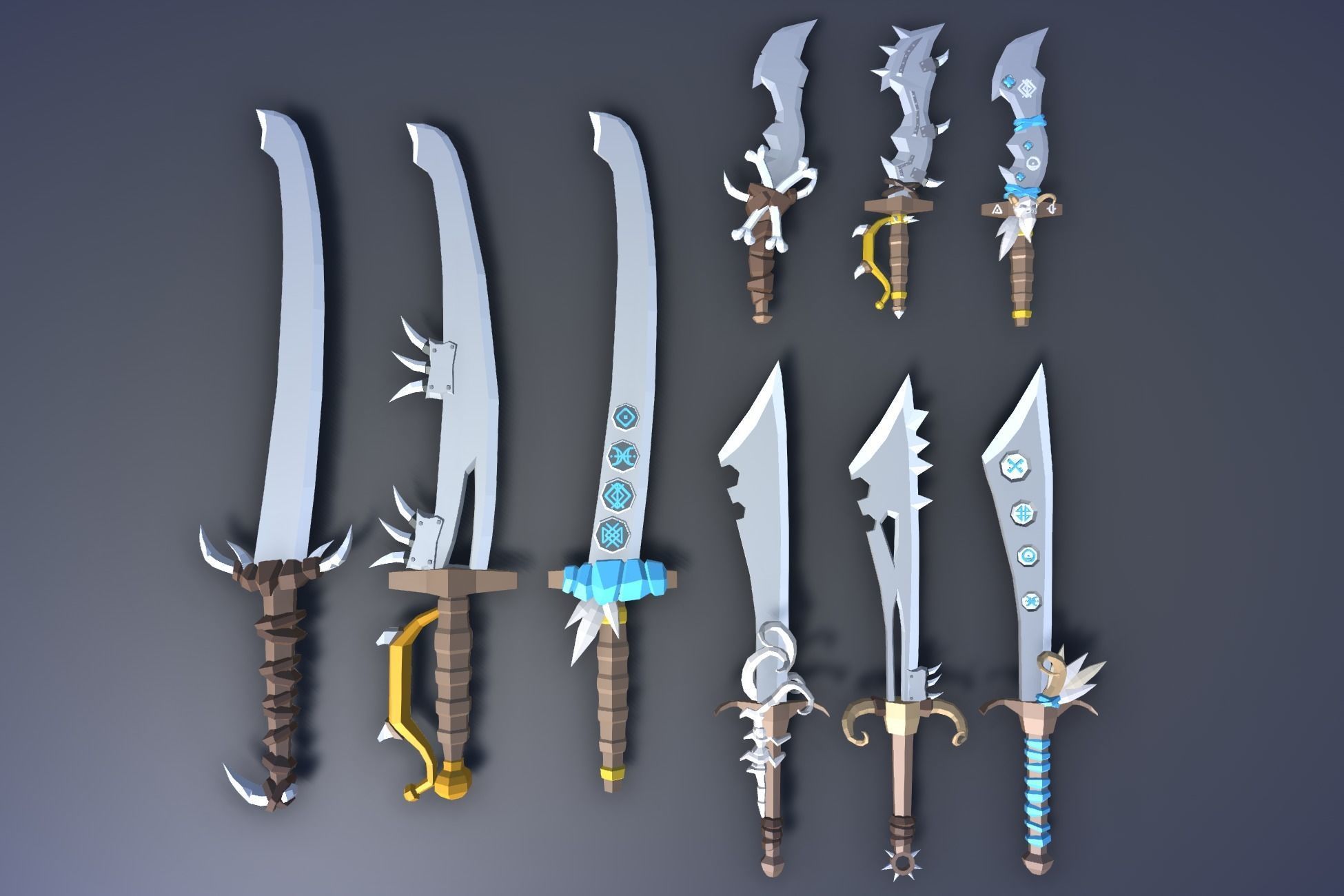 900 Low Poly Fantasy RPG Weapons - Ultimate 3D Pack Low-poly 3D model_27